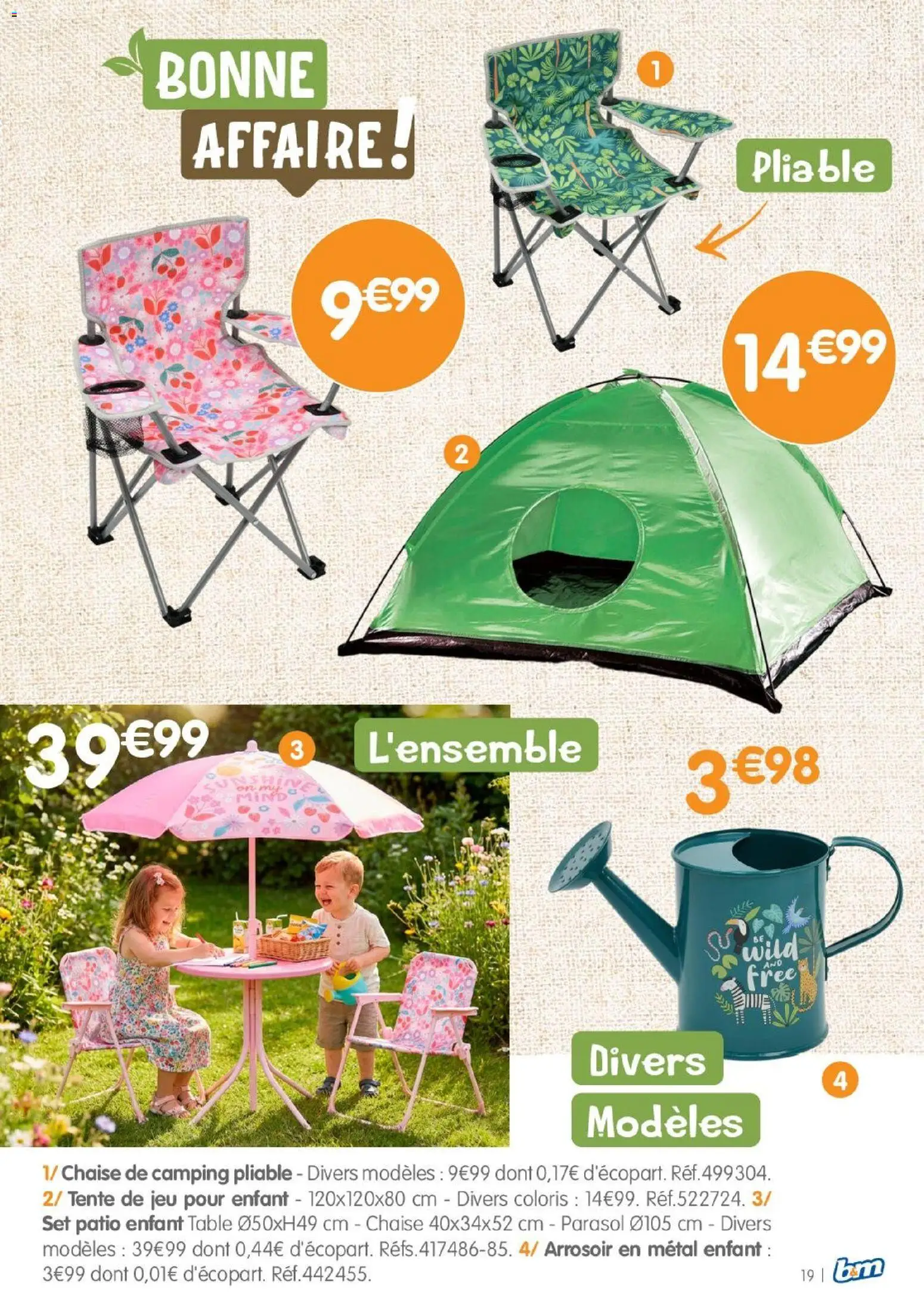 {H1} | Page: 19 | Produits: Table, Arrosoir, Parasol, Chaise de camping