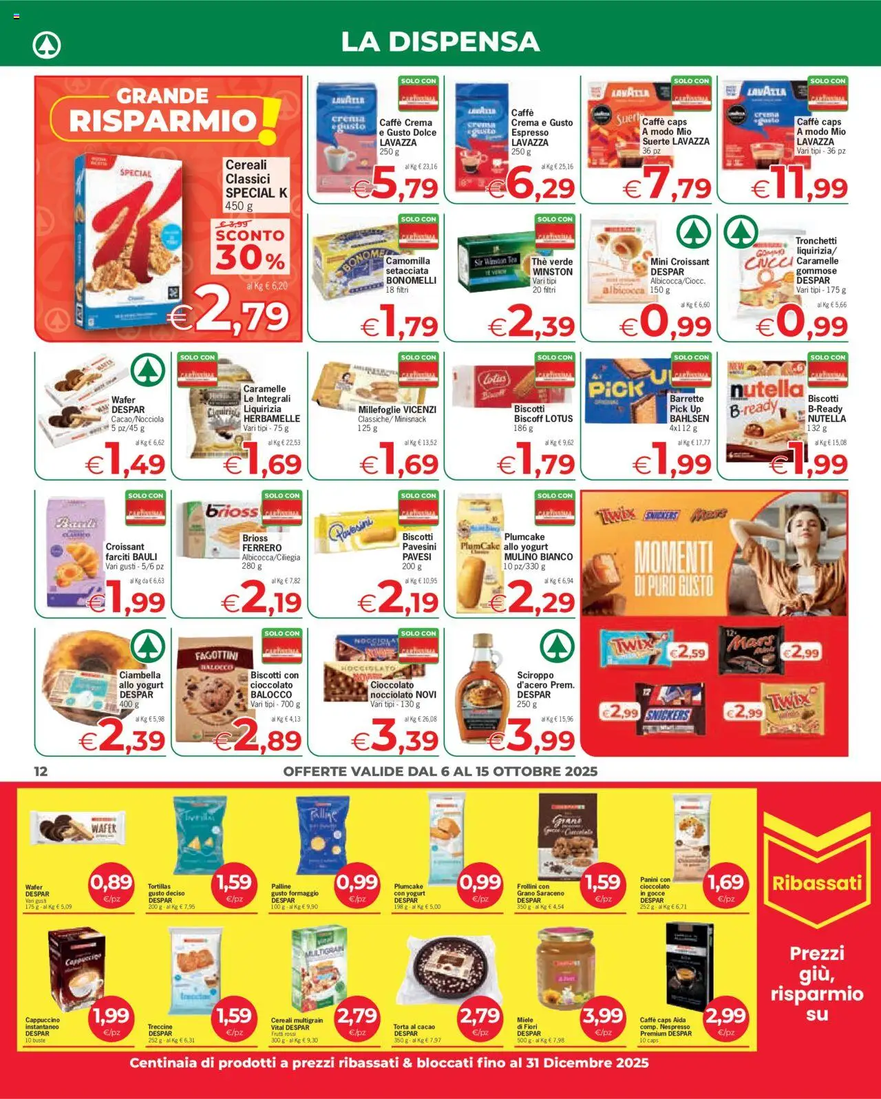 Volantino Eurospar del 06.10.2025 | Pagina: 12 | Prodotti: The, Torta, Cacao, Lavazza