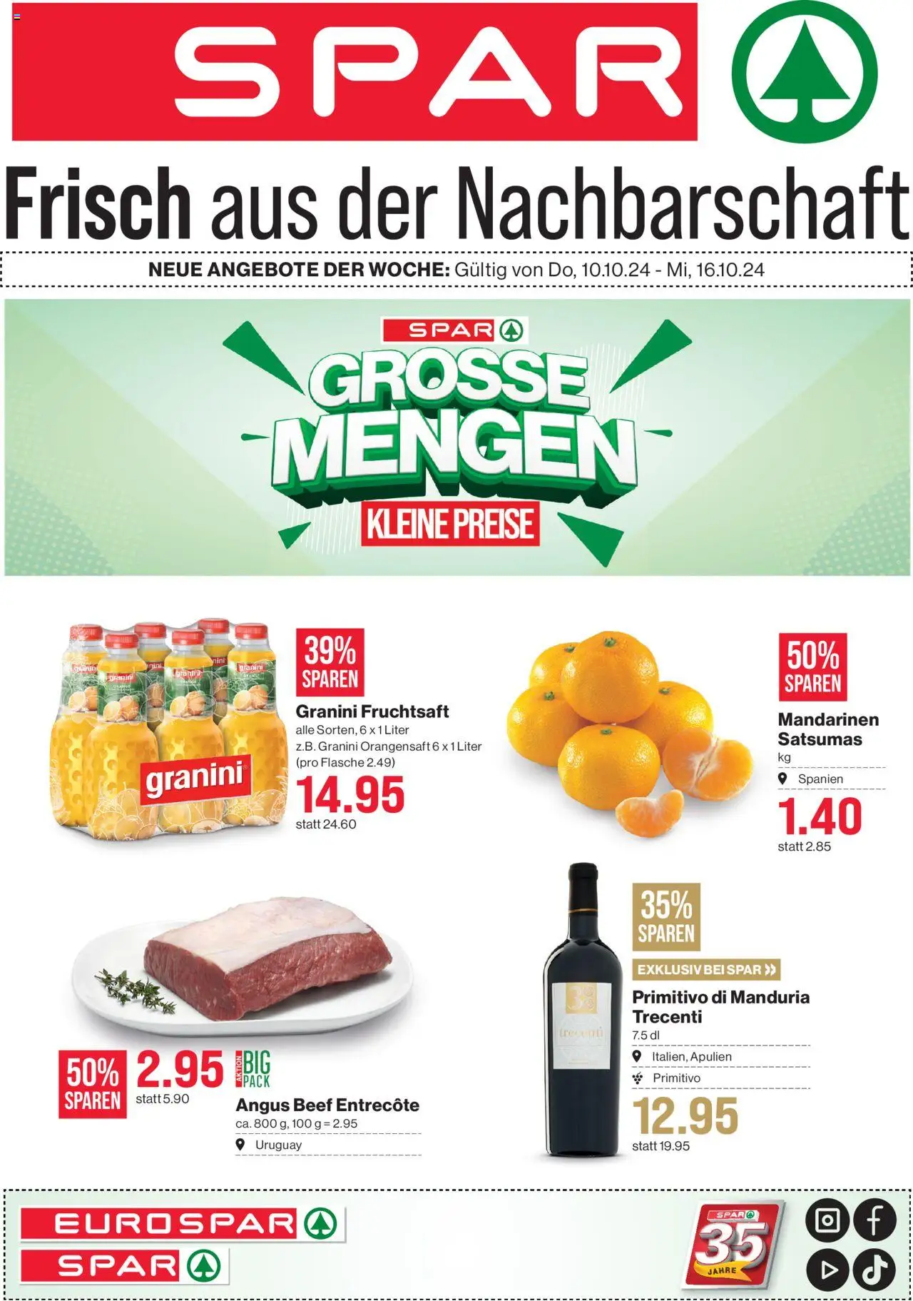 SPAR Aktionen – gültig ab 10.10.2025 | Seite: 1 | Produkte: Orangensaft, Mandarinen