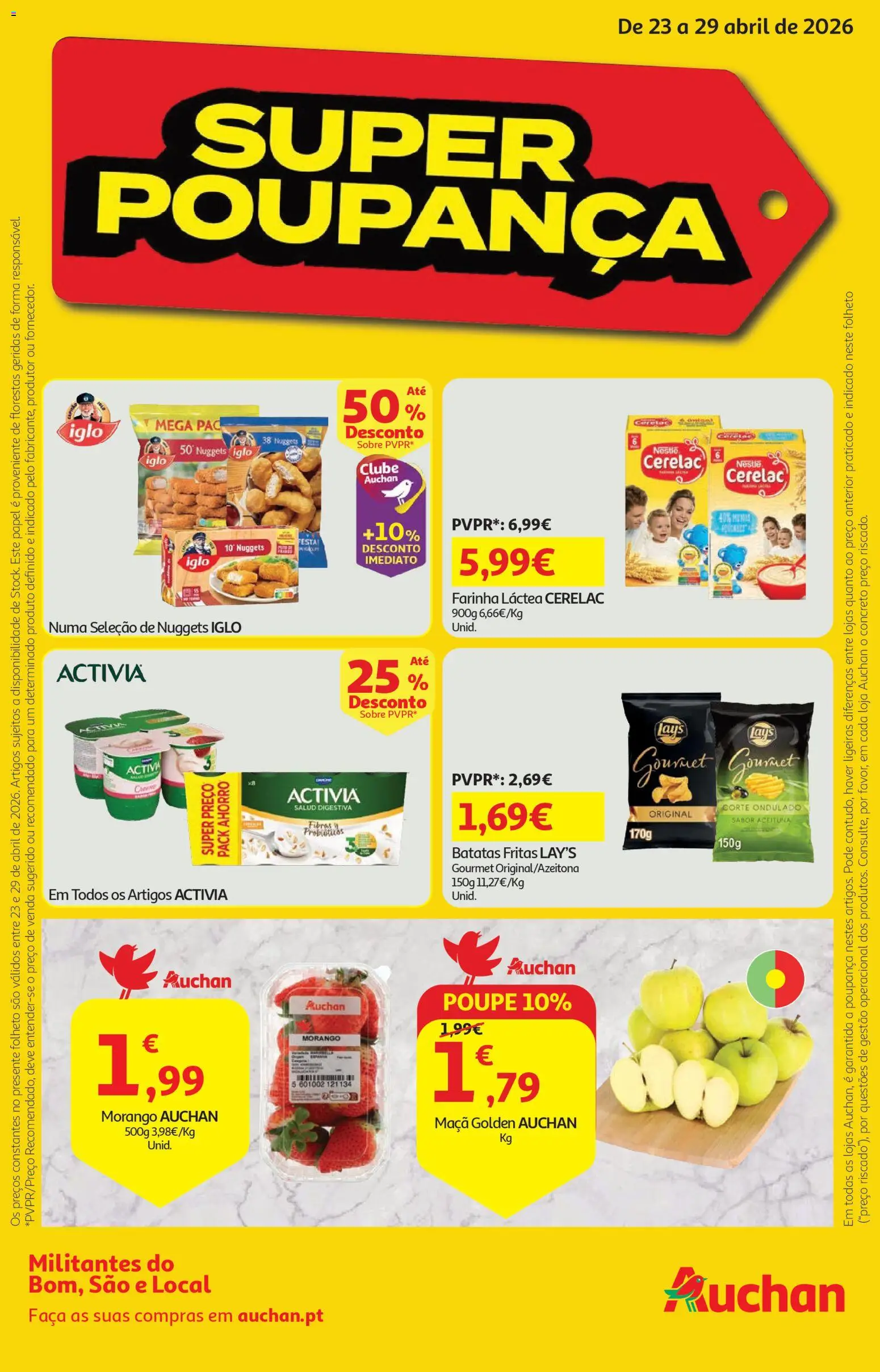 Auchan folheto │ válido de 23.04.2026 | Página: 1 | Produtos: Farinha láctea, Nestlé, Maça, Batatas fritas