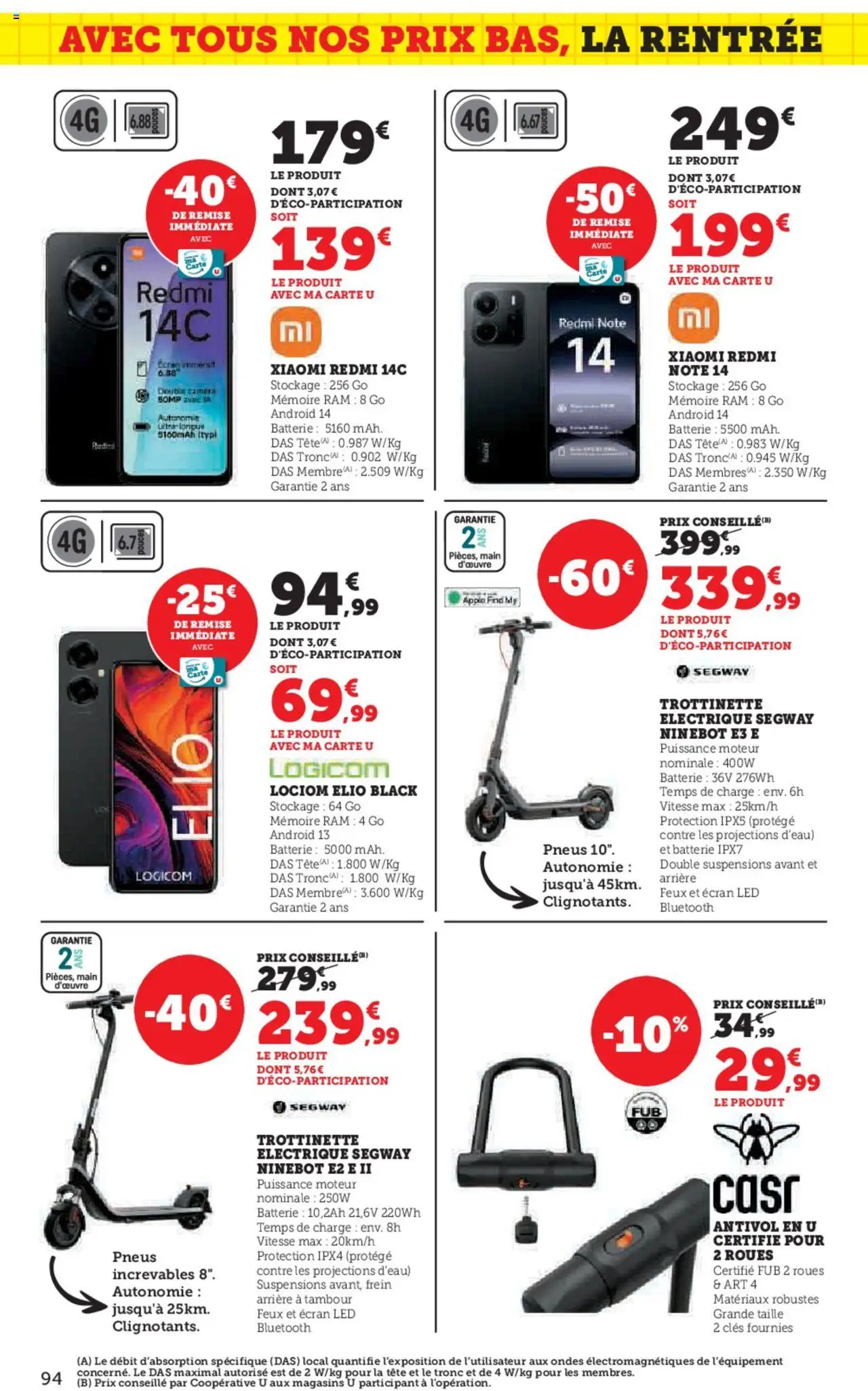  | Page: 94 | Produits: Pneus, Trottinette électrique, Batterie, Mémoire RAM