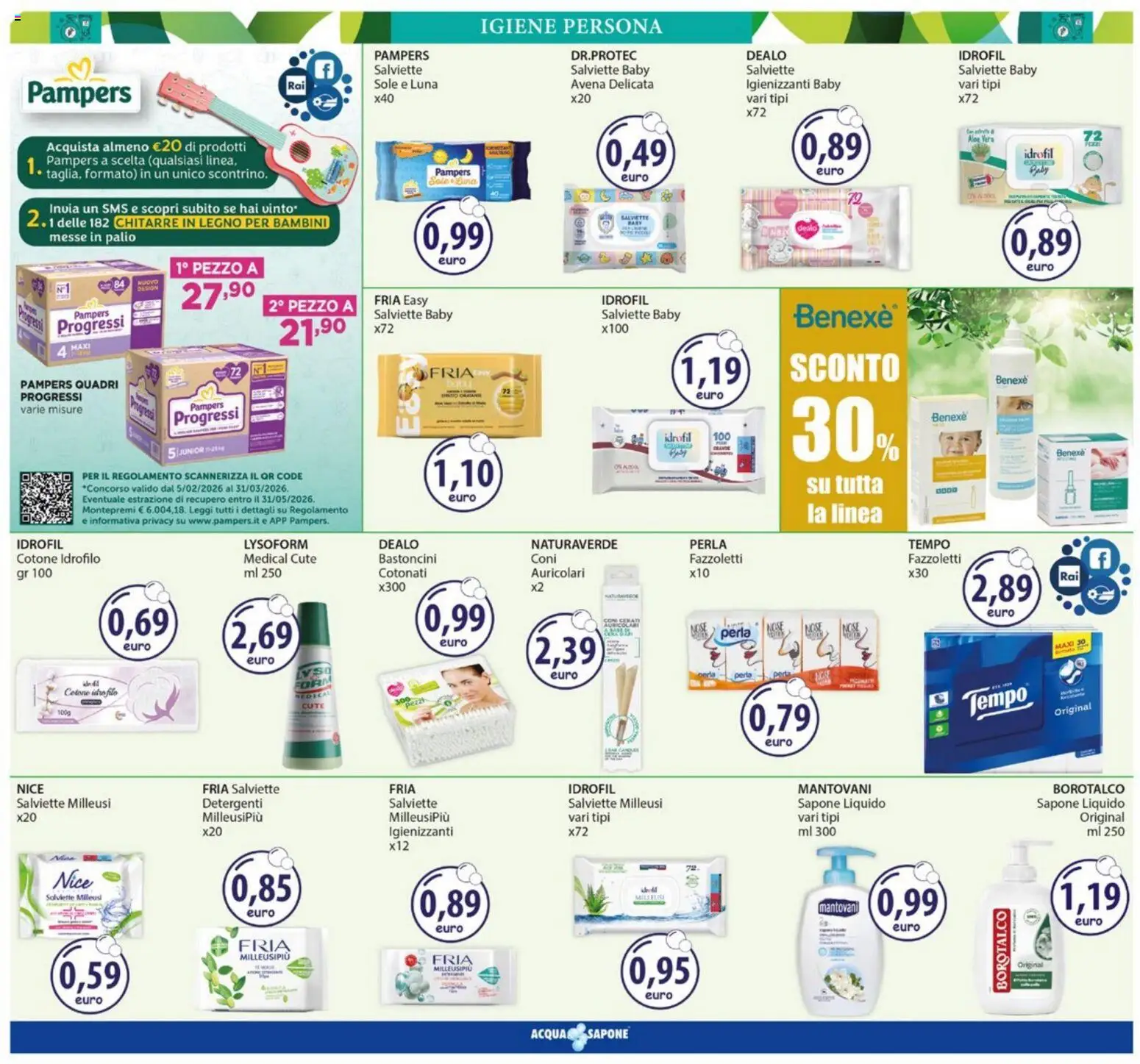 Volantino Acqua e Sapone del 23.02.2026 | Pagina: 10 | Prodotti: Auricolari, Sapone, Fazzoletti, Aloe vera