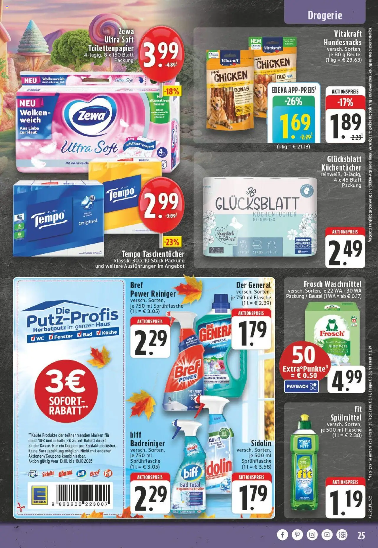 Edeka prospekt Dinslaken	 – gültig ab 13.10.2025 | Seite: 25 | Produkte: Waschmittel, Tempo, Pril, Toilettenpapier