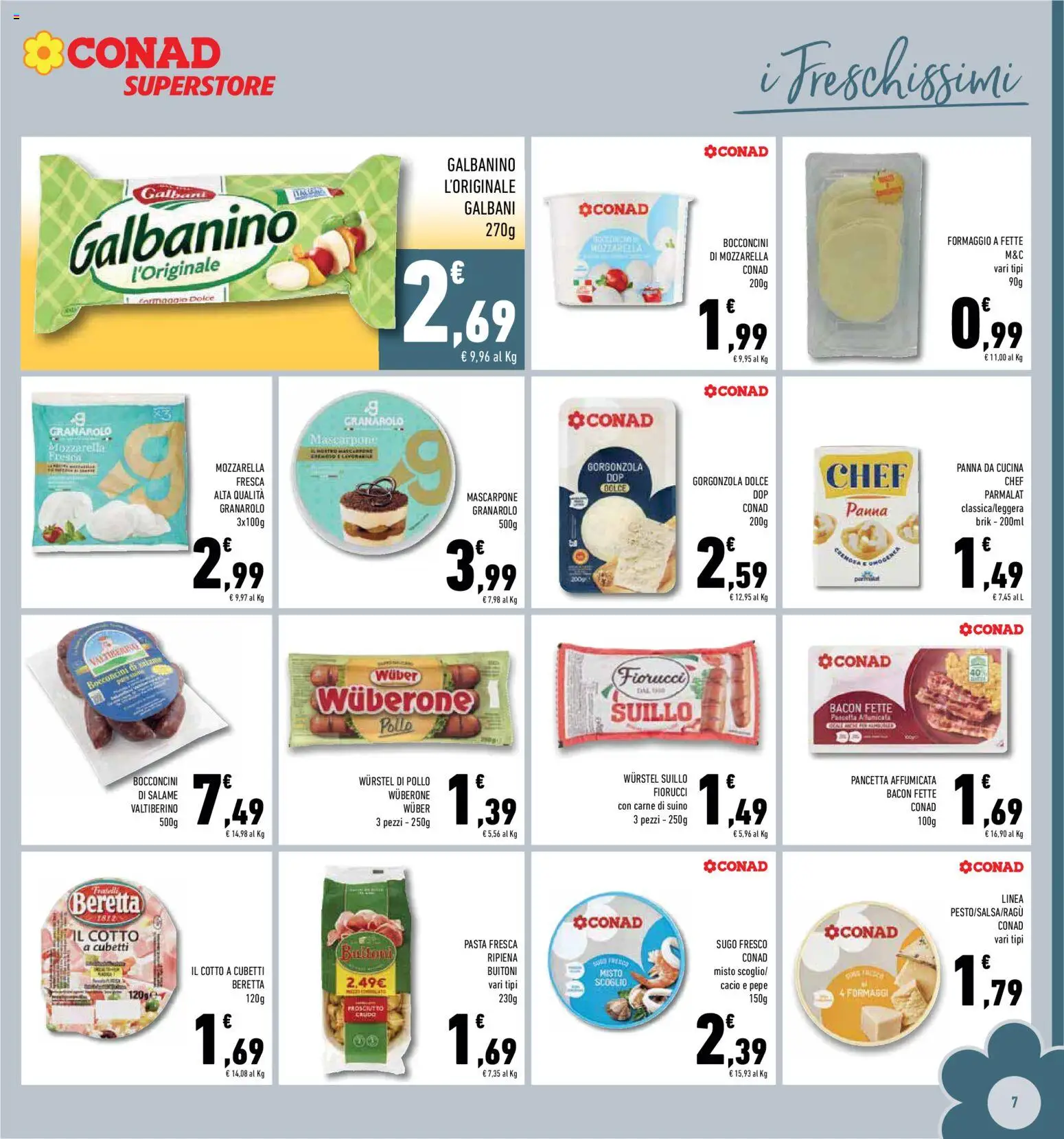 Volantino Conad del 14.01.2026 | Pagina: 7 | Prodotti: Salame, Prosciutto, Wurstel, Mascarpone