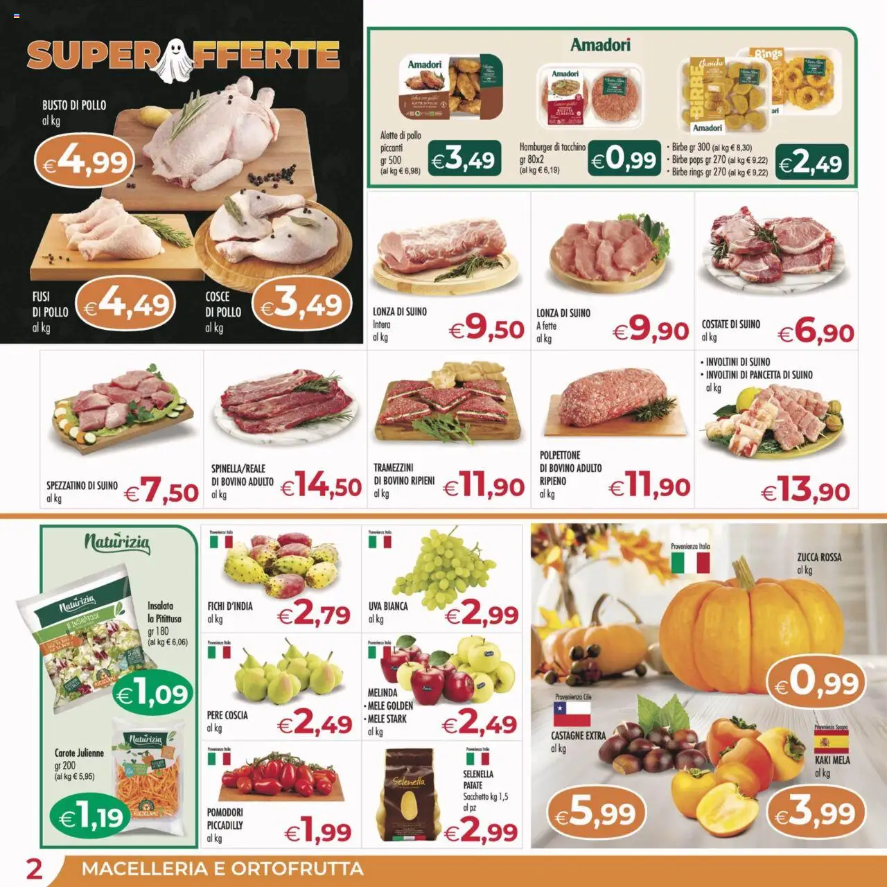 Volantino MerSi Supermercati del 22.10.2025 | Pagina: 2 | Prodotti: Pollo, Insalata, Tacchino, Pomodori