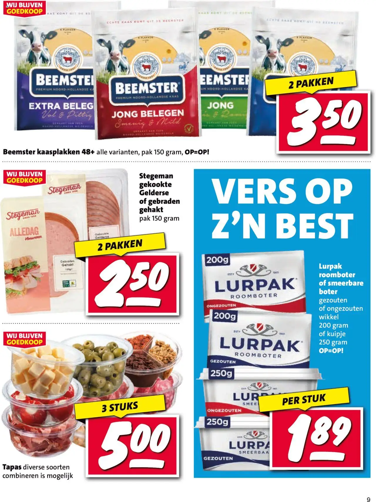  | Pagina: 9 | Producten: Boter, Kaas, Gehakt, Roomboter