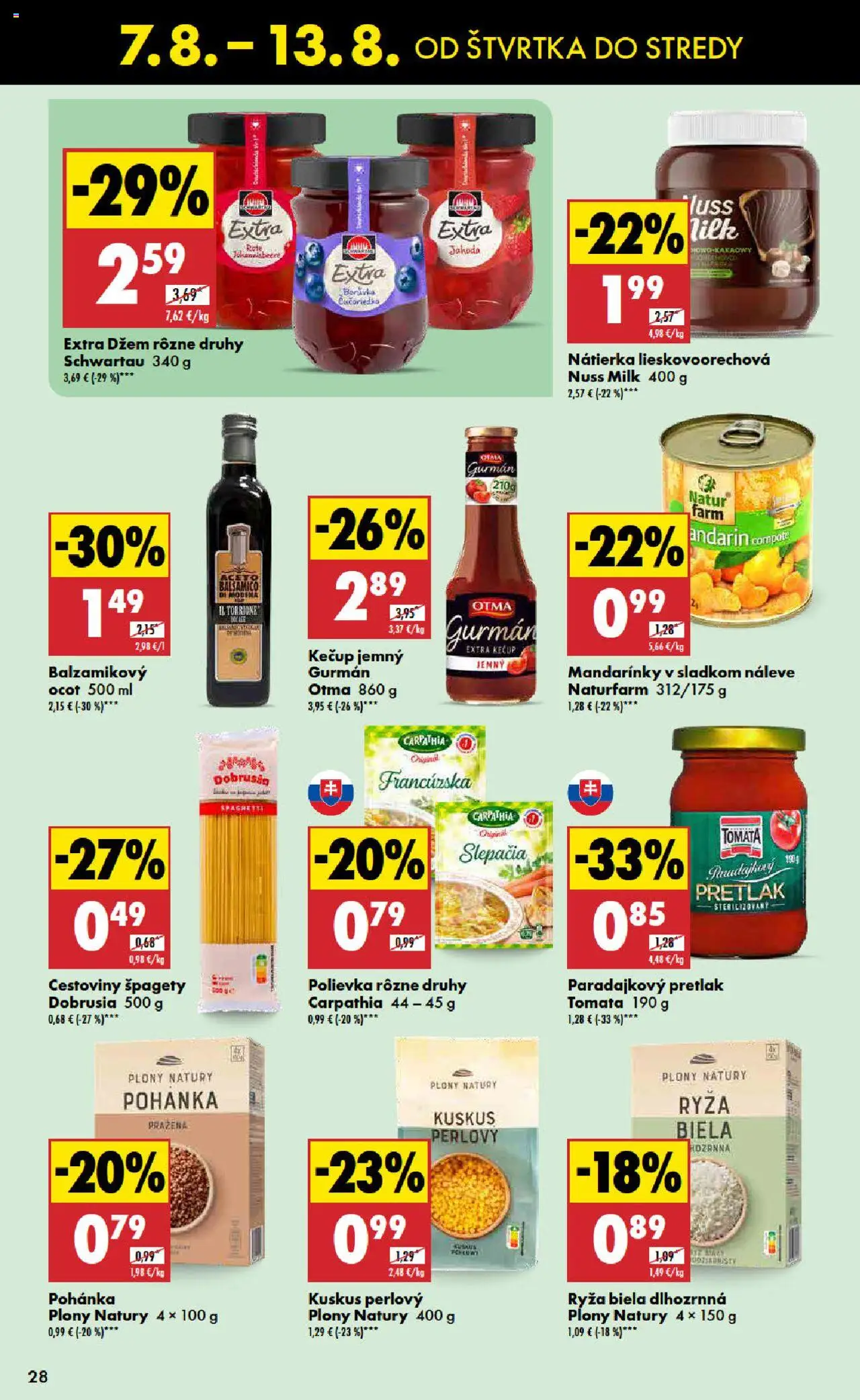 Biedronka leták │ platný od 07.08.2025 | Strana: 28 | Produkty: Cestoviny, Kečup, Mandarinky, Ocot
