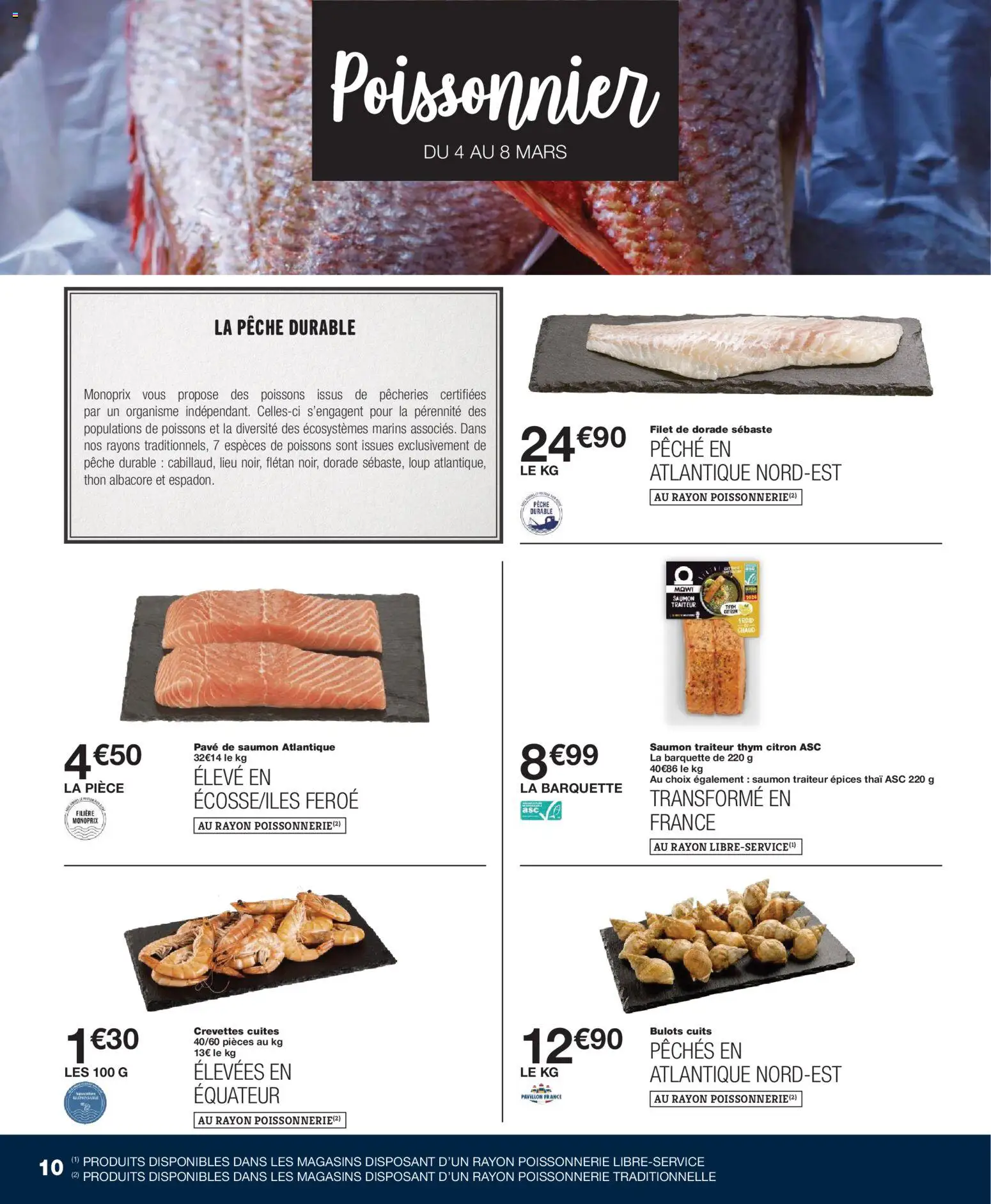 {H1} | Page: 10 | Produits: Pavé de saumon, Pêche, Crevettes, Thon
