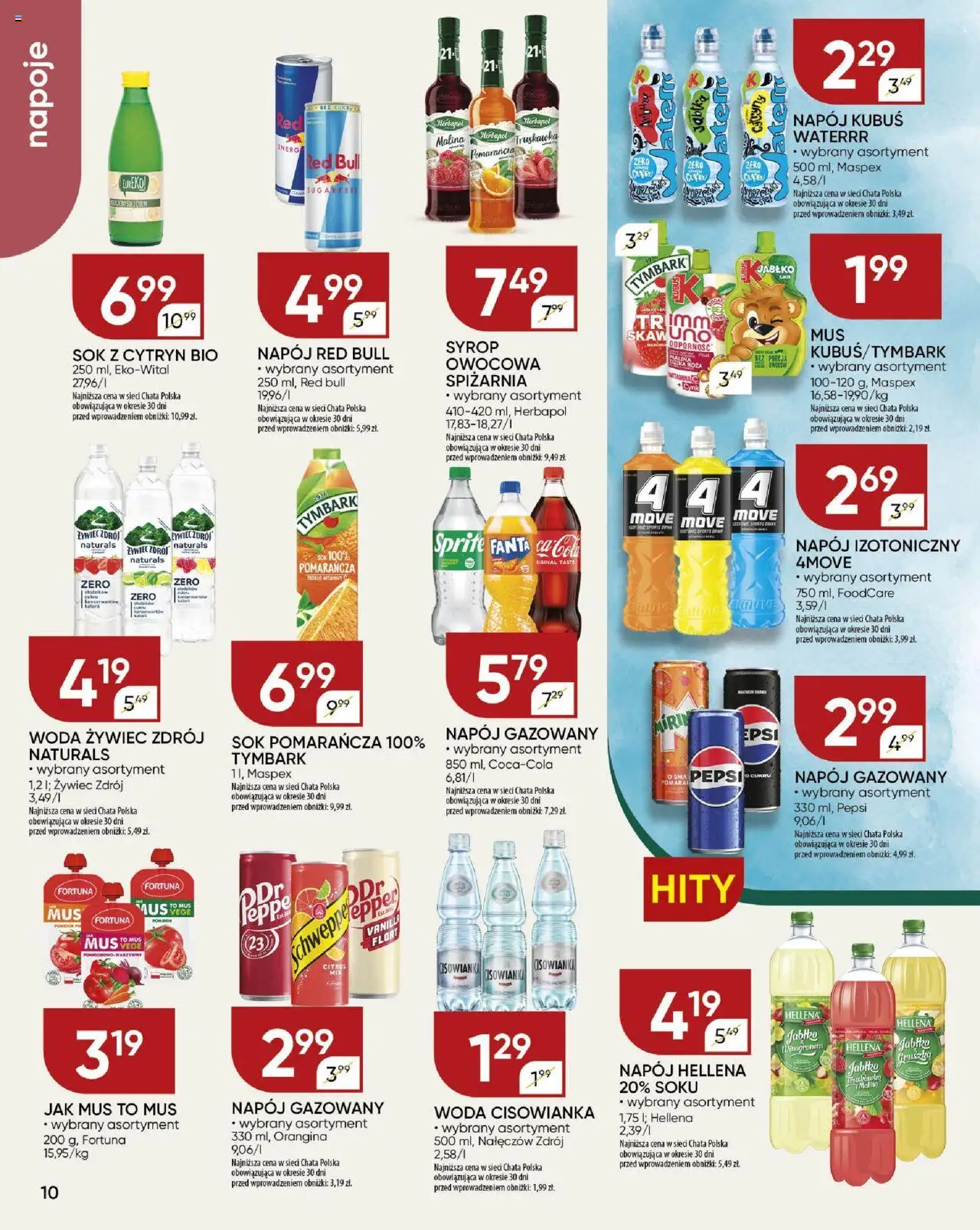 Chata Polska Gazetka od 11.09.2025 | Strona: 10 | Produkty: Syrop, Woda żywiec, Sprite, Woda
