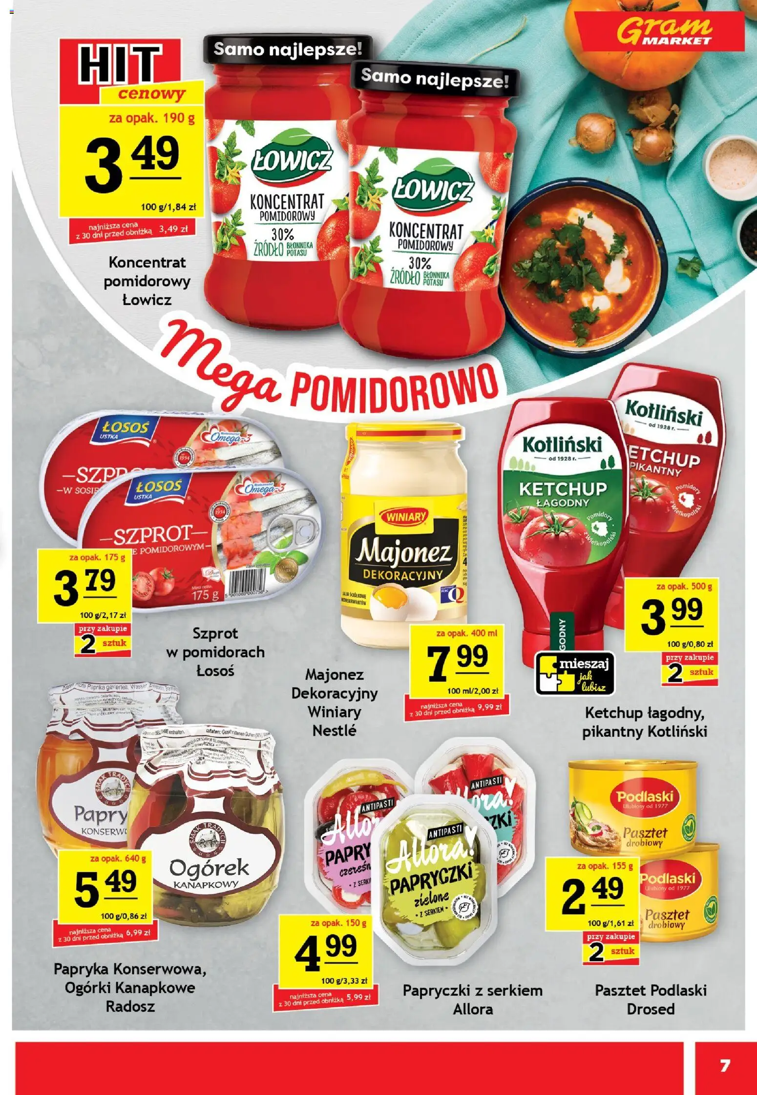 Gram Market Gazetka od 29.10.2025 | Strona: 7 | Produkty: Ketchup, Pomidory, Ogórki, Majonez