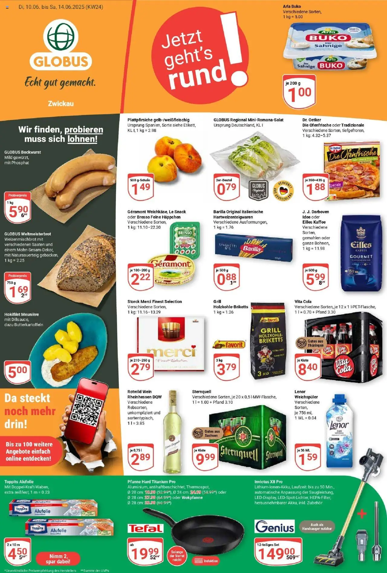Globus prospekt Zwickau	 - gültig ab dem 08.06.2025 | Seite: 1 | Produkte: Geramont, Barilla, Eilles kaffee, Arla buko