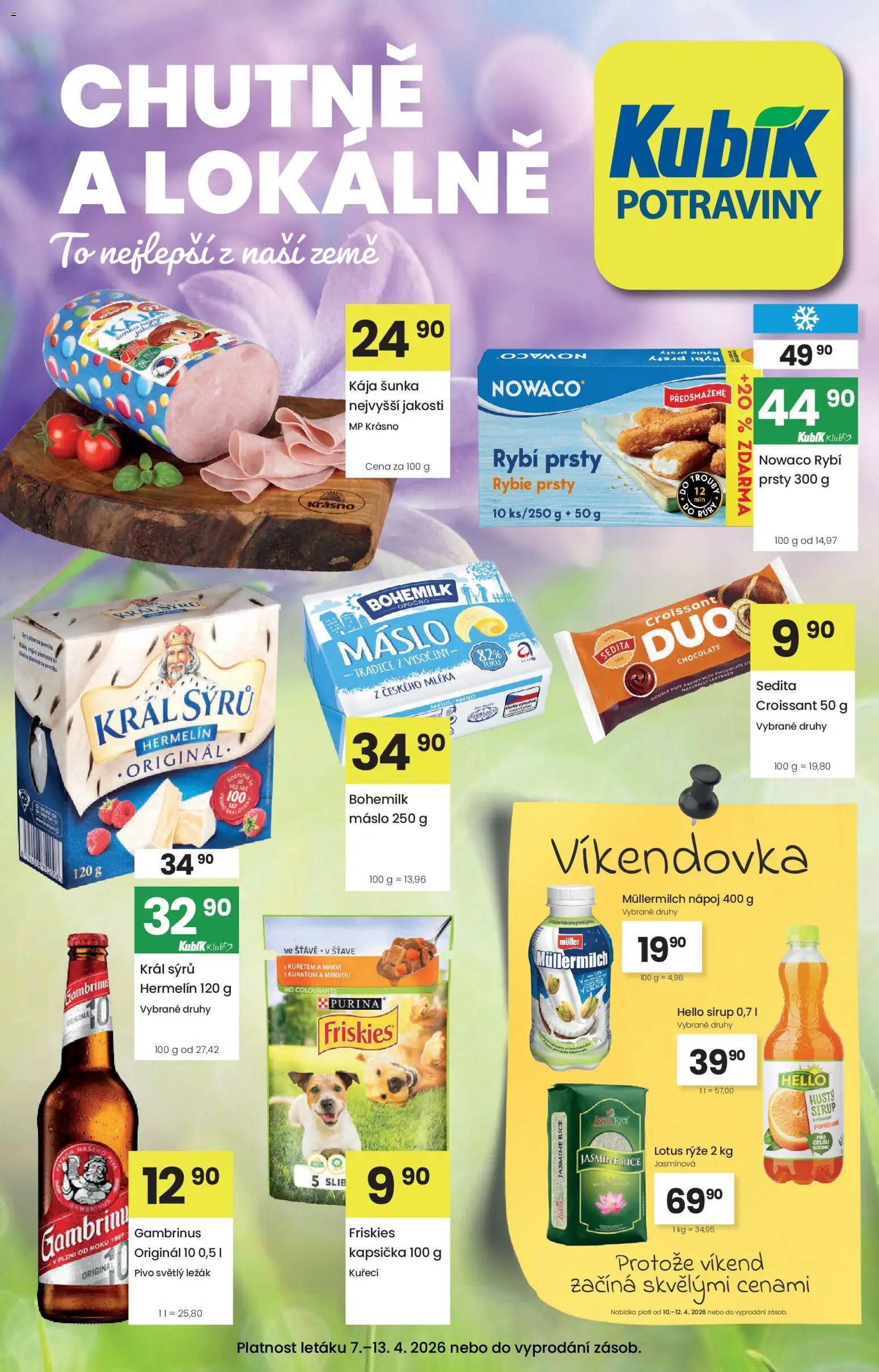 Kubík leták od 07.04.2026 | Strana: 1 | Produkty: Máslo, Potraviny, Gambrinus, Müllermilch