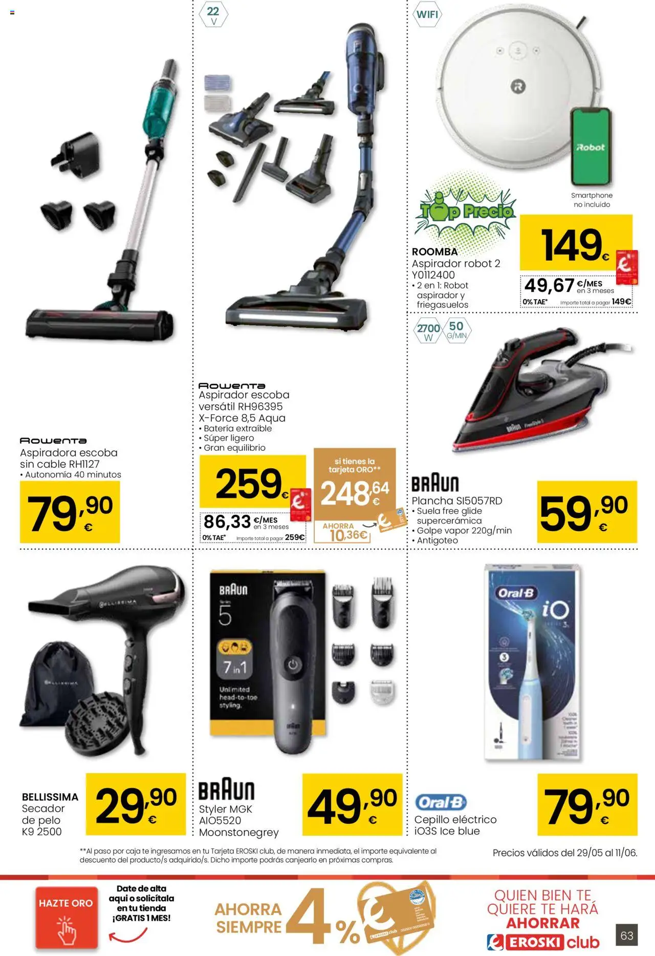 Eroski folleto │ válido desde el 29.05.2025 | Página: 63 | Productos: Cepillo, Escoba, Secador de pelo, Batería