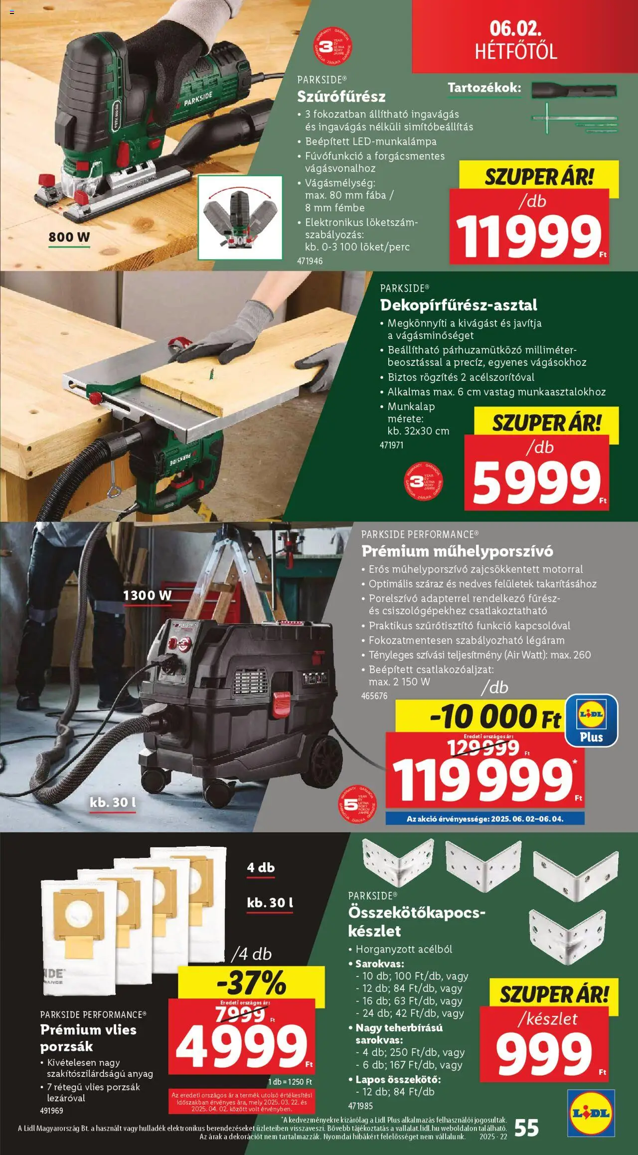 Lidl akciós ujság - amely érvényes a következő dátumtól: 29.05.2025 | Oldal: 55 | Termékek: Parkside, Szúrófűrész