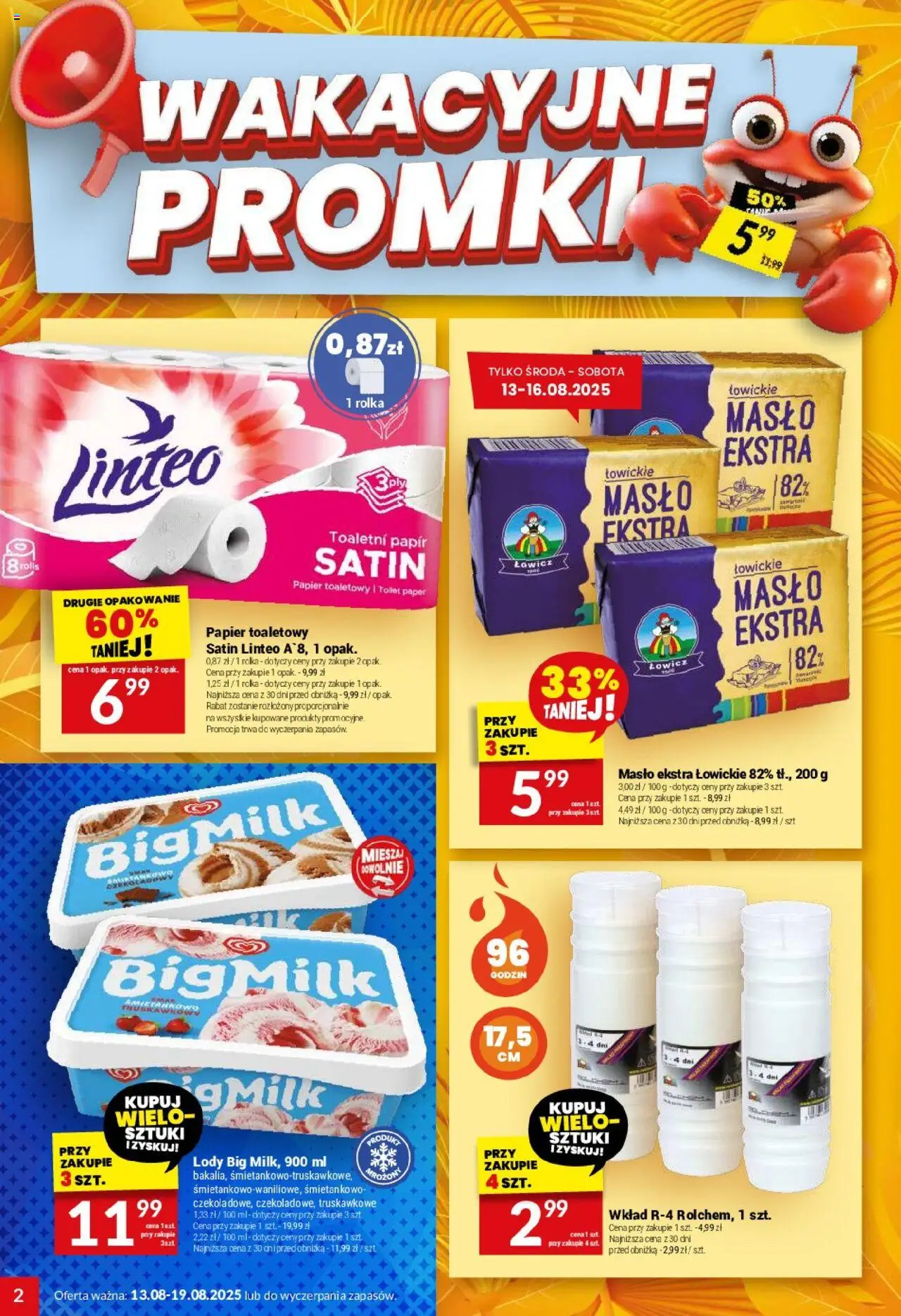 Twój Market Gazetka od 13.08.2025 | Strona: 2 | Produkty: Papier toaletowy, Masło, Lody