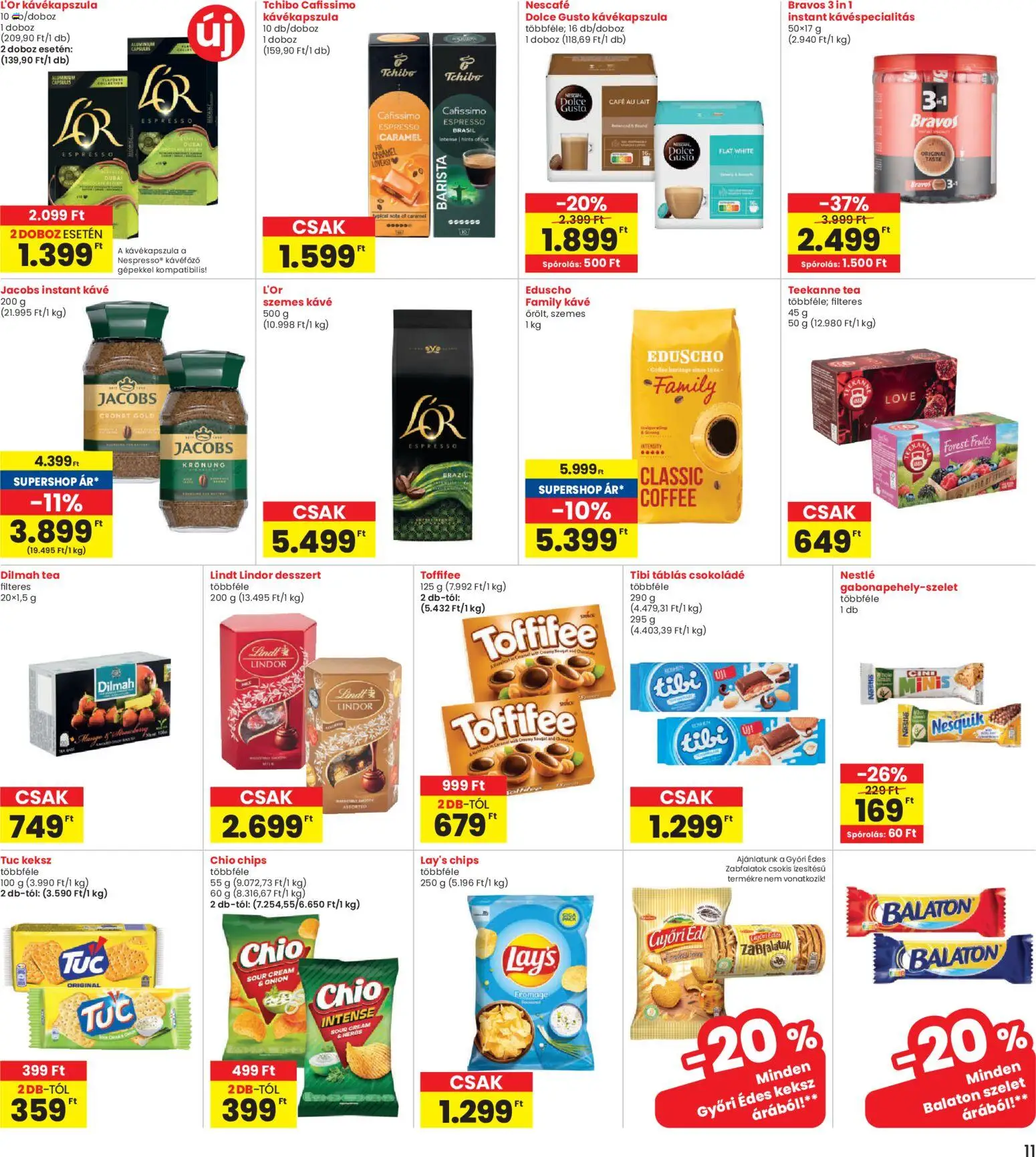 Interspar akciós ujság - amely érvényes a következő dátumtól: 26.03.2026 | Oldal: 11 | Termékek: Chips, Kávékapszula, Nesquik, Csokoládé