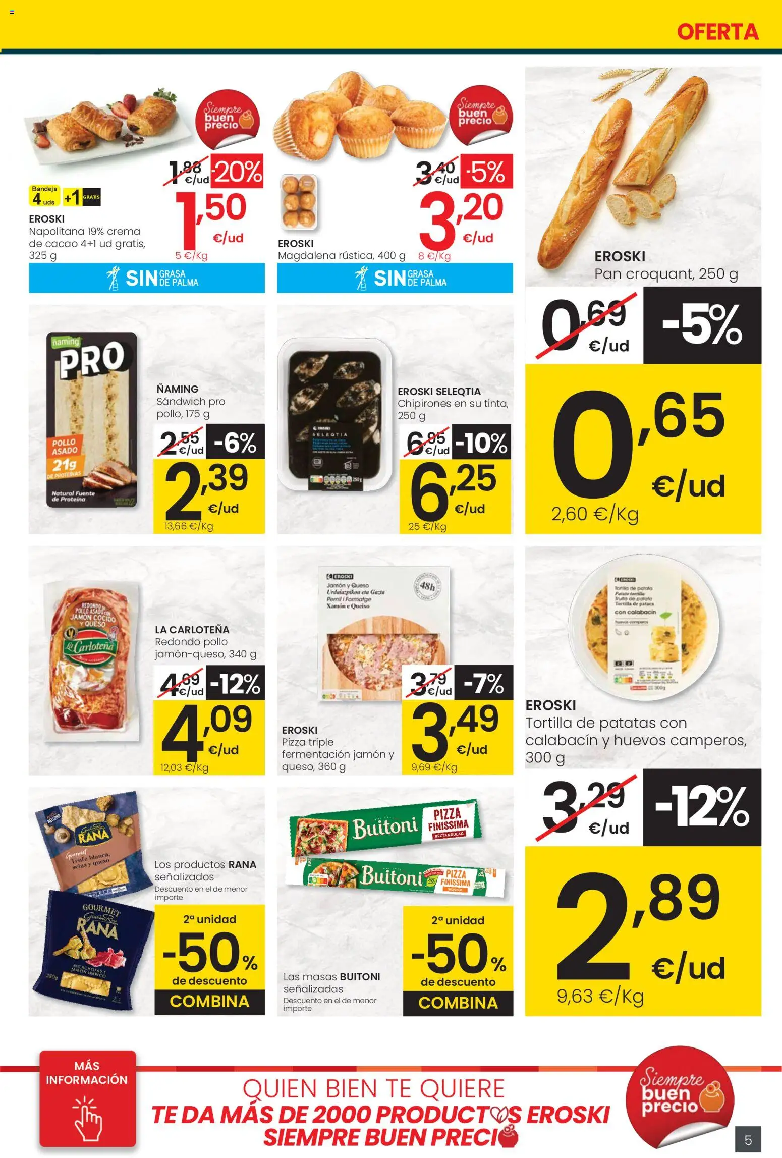 Eroski - Siempre a buen precio  │ válido desde el 12.02.2026 | Página: 5 | Productos: Calabacín, Queso, Pizza, Té