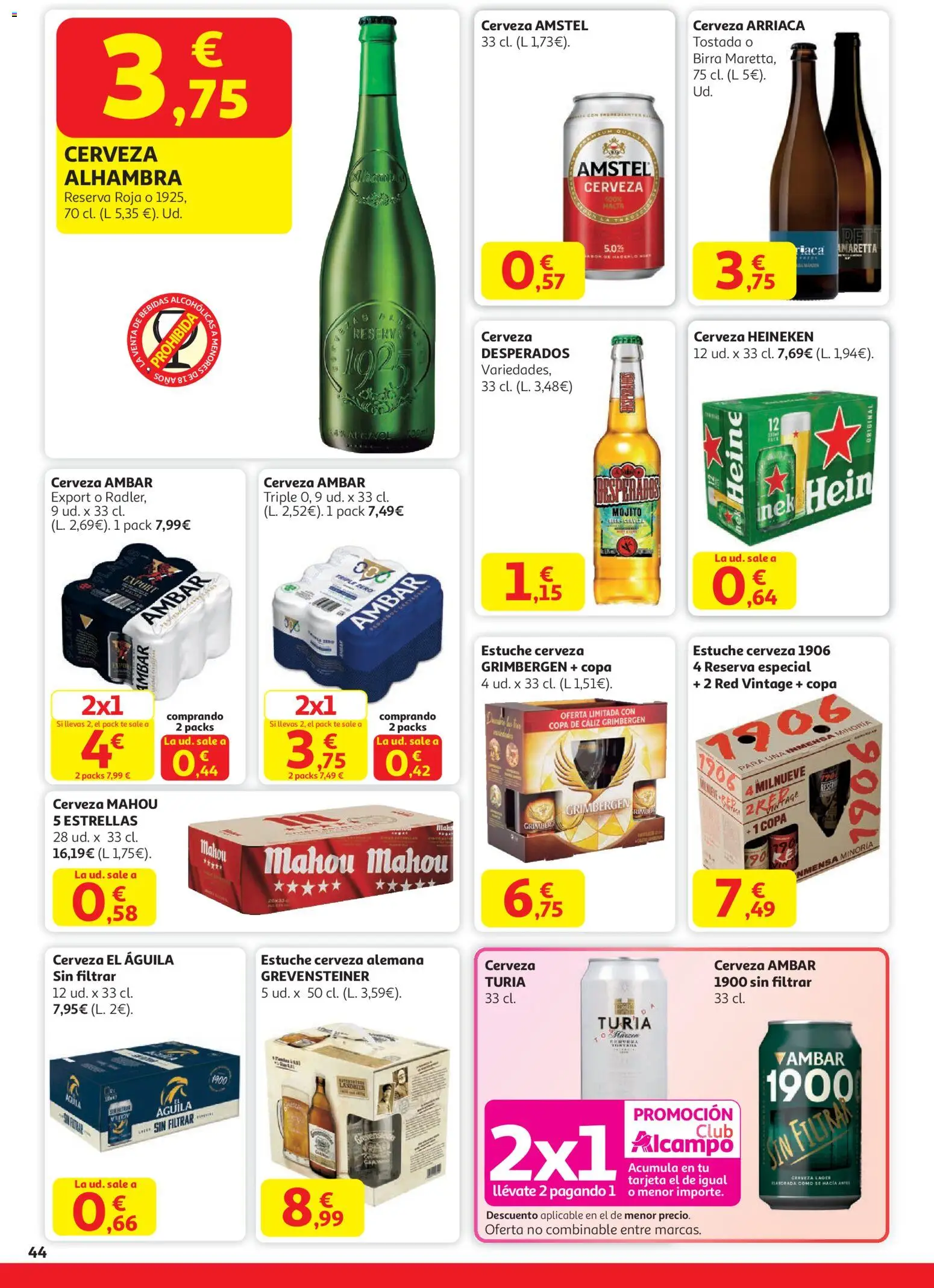 Alcampo - HG Nacional  │ válido desde el 11.12.2025 | Página: 44 | Productos: Cerveza, Té, Παρμεζάνα, Σπανάκι