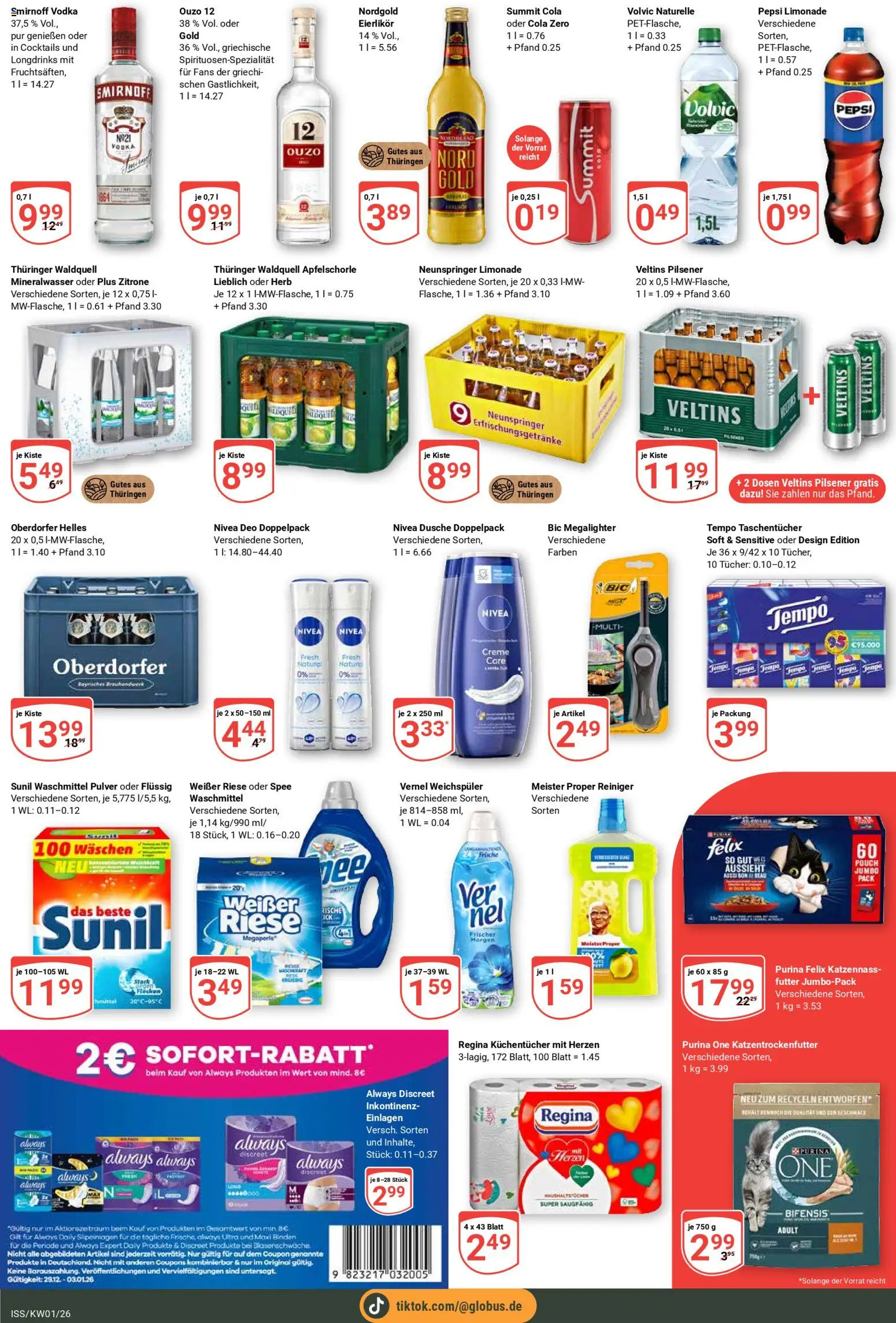 Globus Prospekt 	 – gültig ab 29.12.2025 | Seite: 9 | Produkte: Purina one, Ouzo 12, Mineralwasser, Pepsi