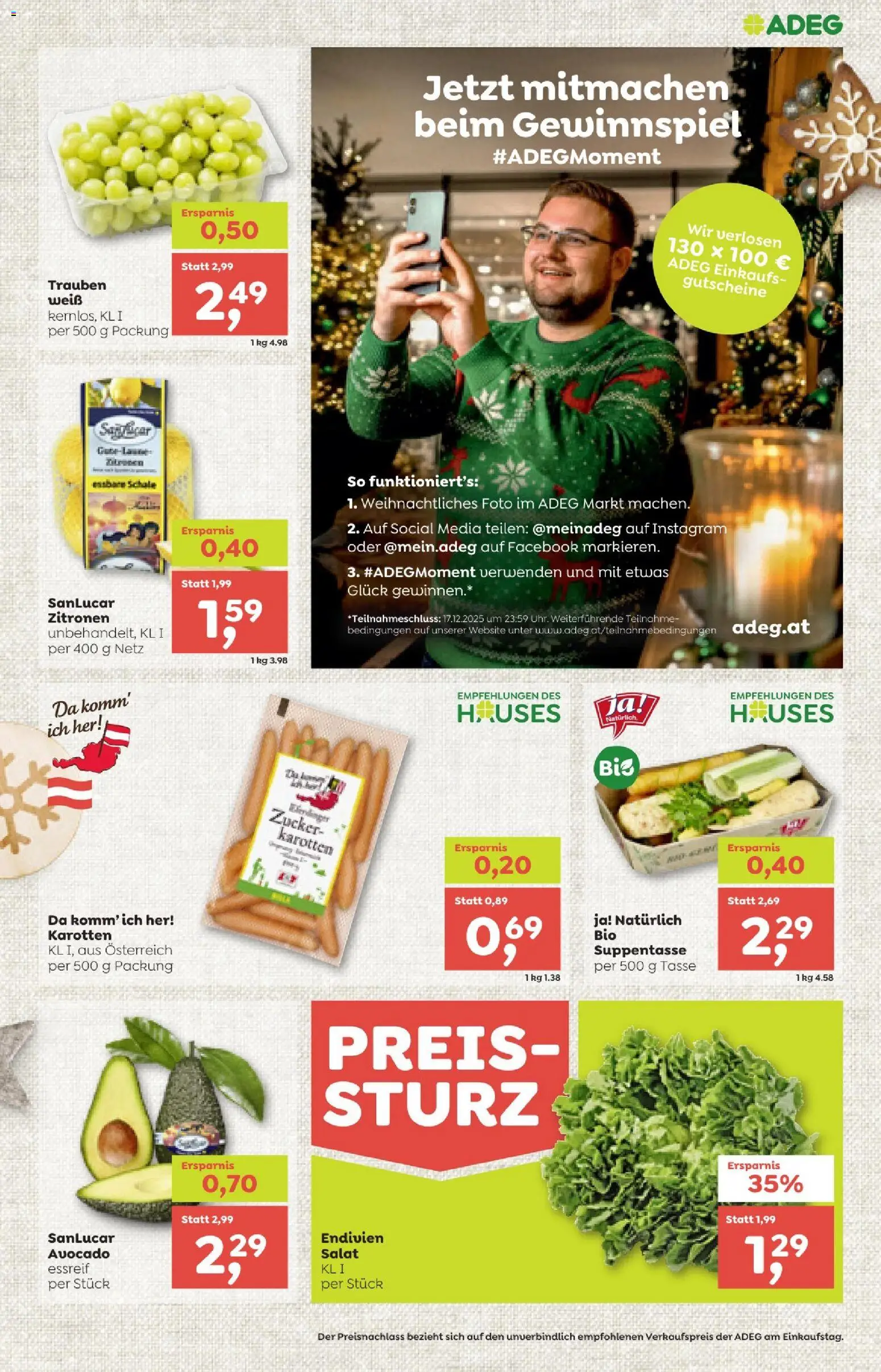 ADEG Flugblatt gültig ab 11.12.2025 | Seite: 3 | Produkte: Salat, Avocado, Zucker