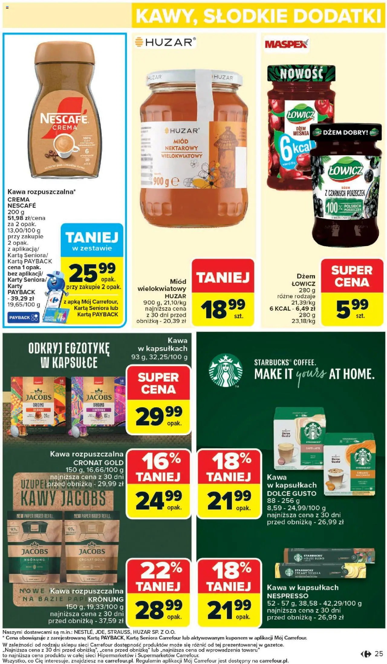 Carrefour Gazetka od 20.10.2025 | Strona: 27 | Produkty: Nescafe, Kawa rozpuszczalna, Dolce Gusto, Dżem