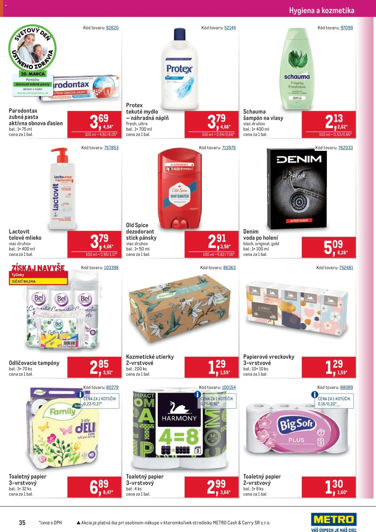 Nové Metro akcie – leták je platný od 11.03.2026 | Strana: 35 | Produkty: Mlieko, Old Spice, Toaletný papier, Dezodorant