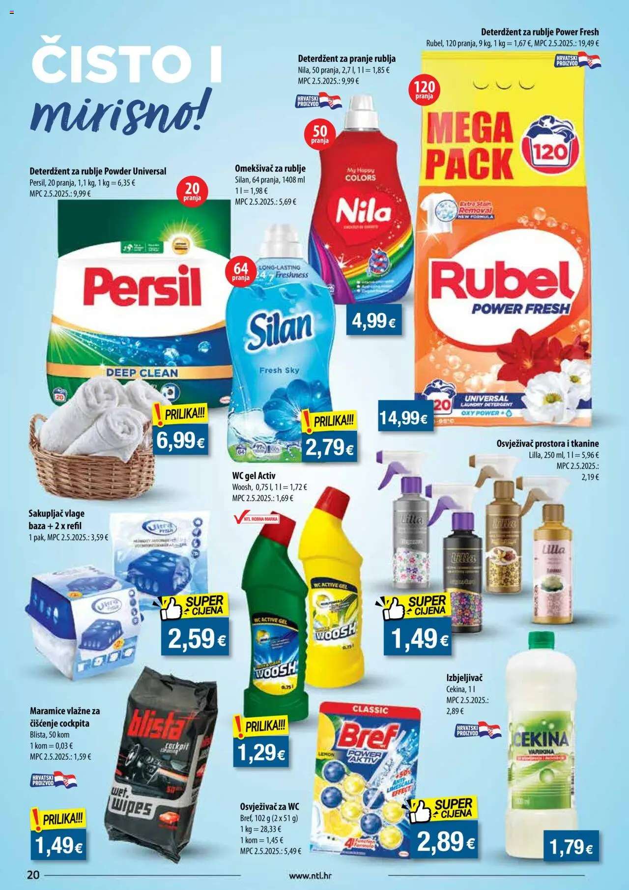 NTL katalog | vrijedi od 06.08.2025 | Stranica: 20 | Proizvodi: Deterdžent za pranje rublja, Omekšivač, Deterdžent, Persil