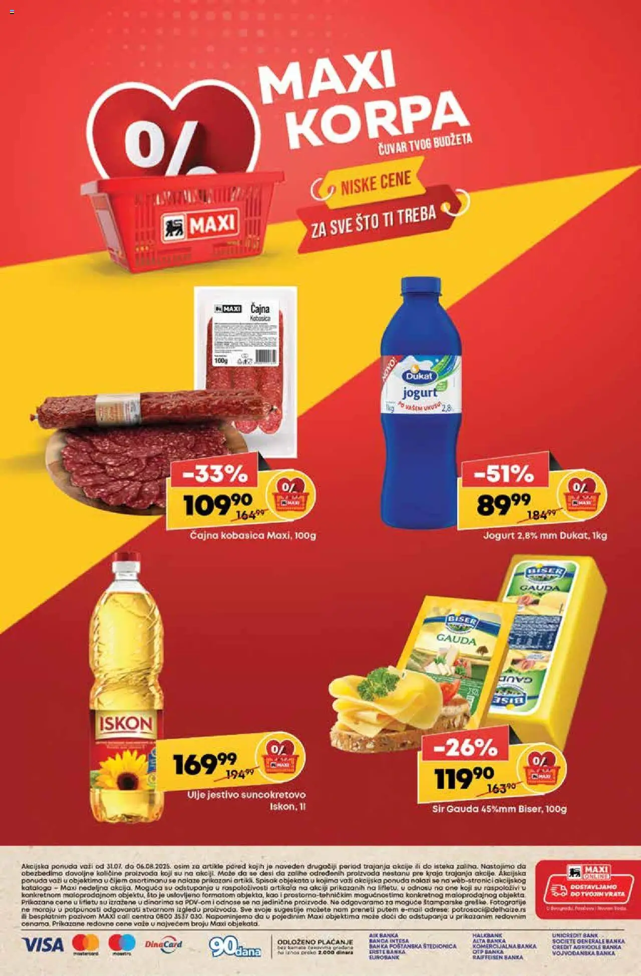 Maxi katalog - važi od 31.07.2025 | Strana: 36 | Proizvode: Korpa, Gouda, Sir, Kobasica