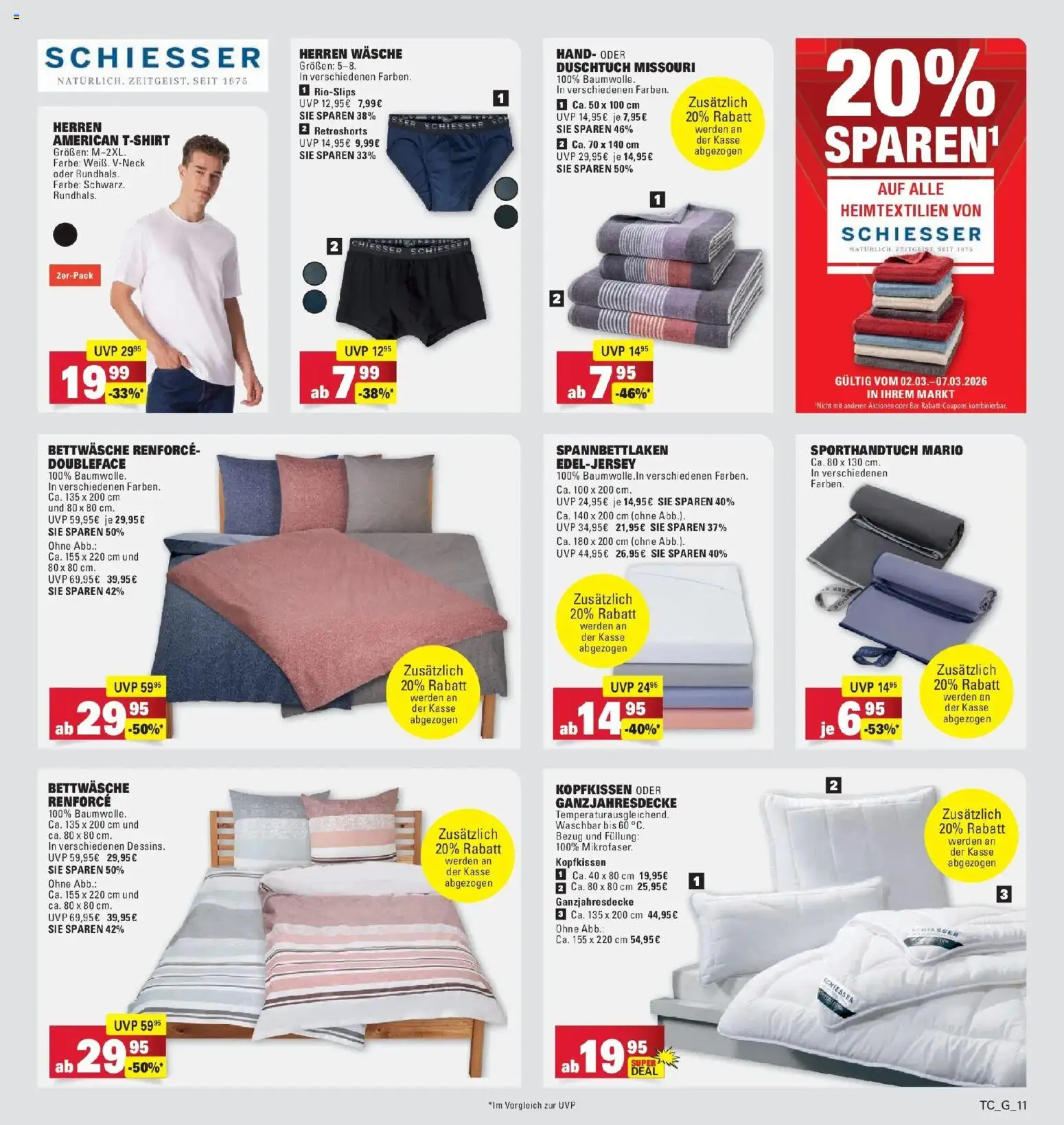 Edeka prospekt Göppingen	 – gültig ab 02.03.2026 | Seite: 39 | Produkte: T-Shirt, Bettwäsche, Kopfkissen