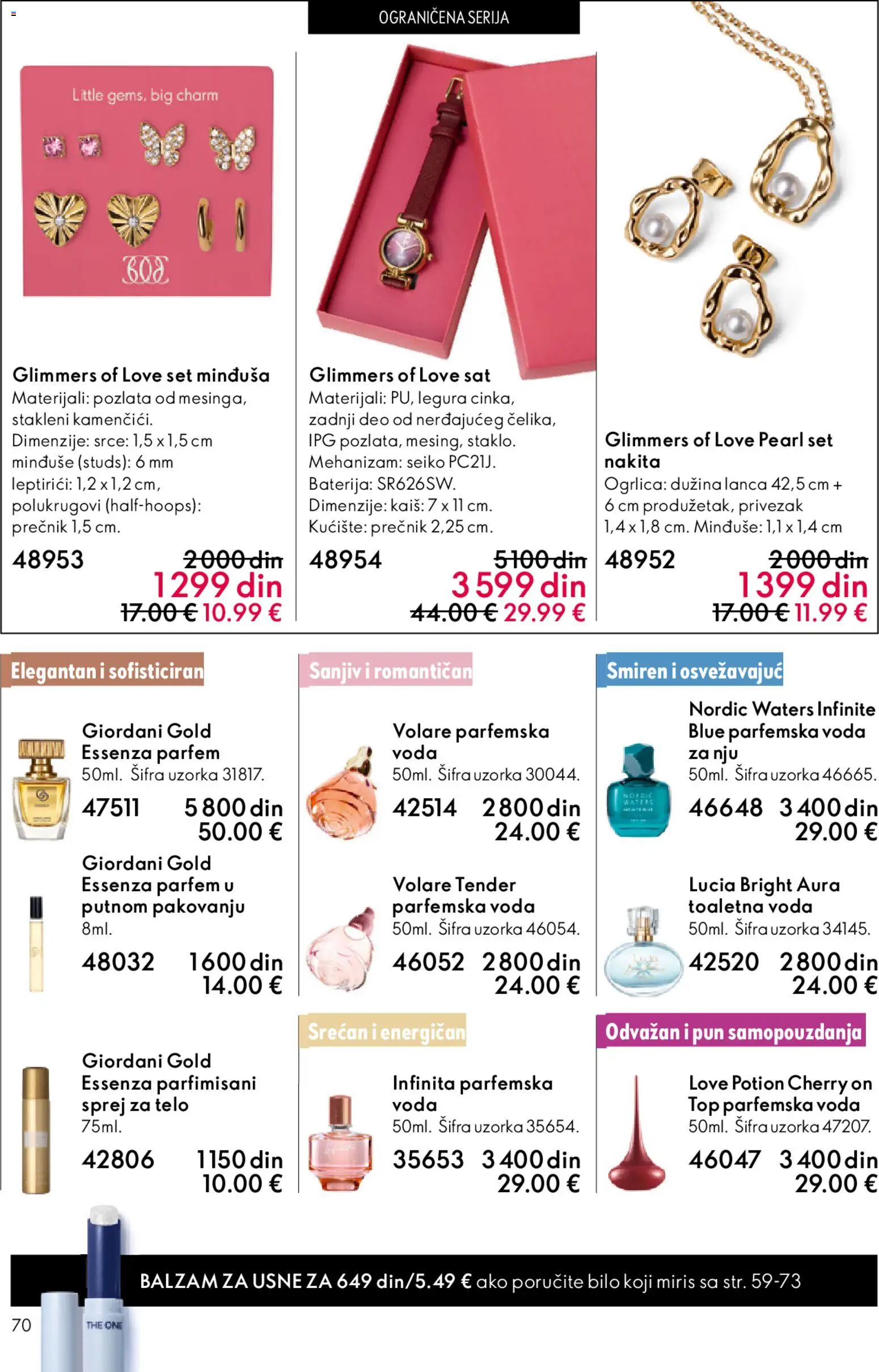 Oriflame katalog - važi od 22.04.2026 | Strana: 70 | Proizvode: Kaiš, Parfem, Baterija, Voda