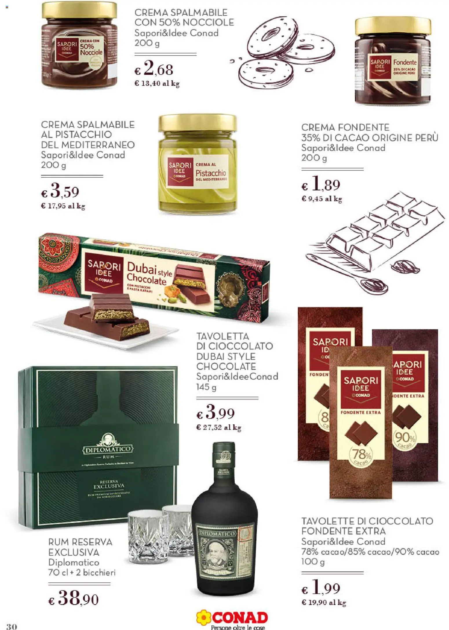 Volantino Conad del 01.12.2025 | Pagina: 30 | Prodotti: Crema, Cioccolato, Rum, Cacao