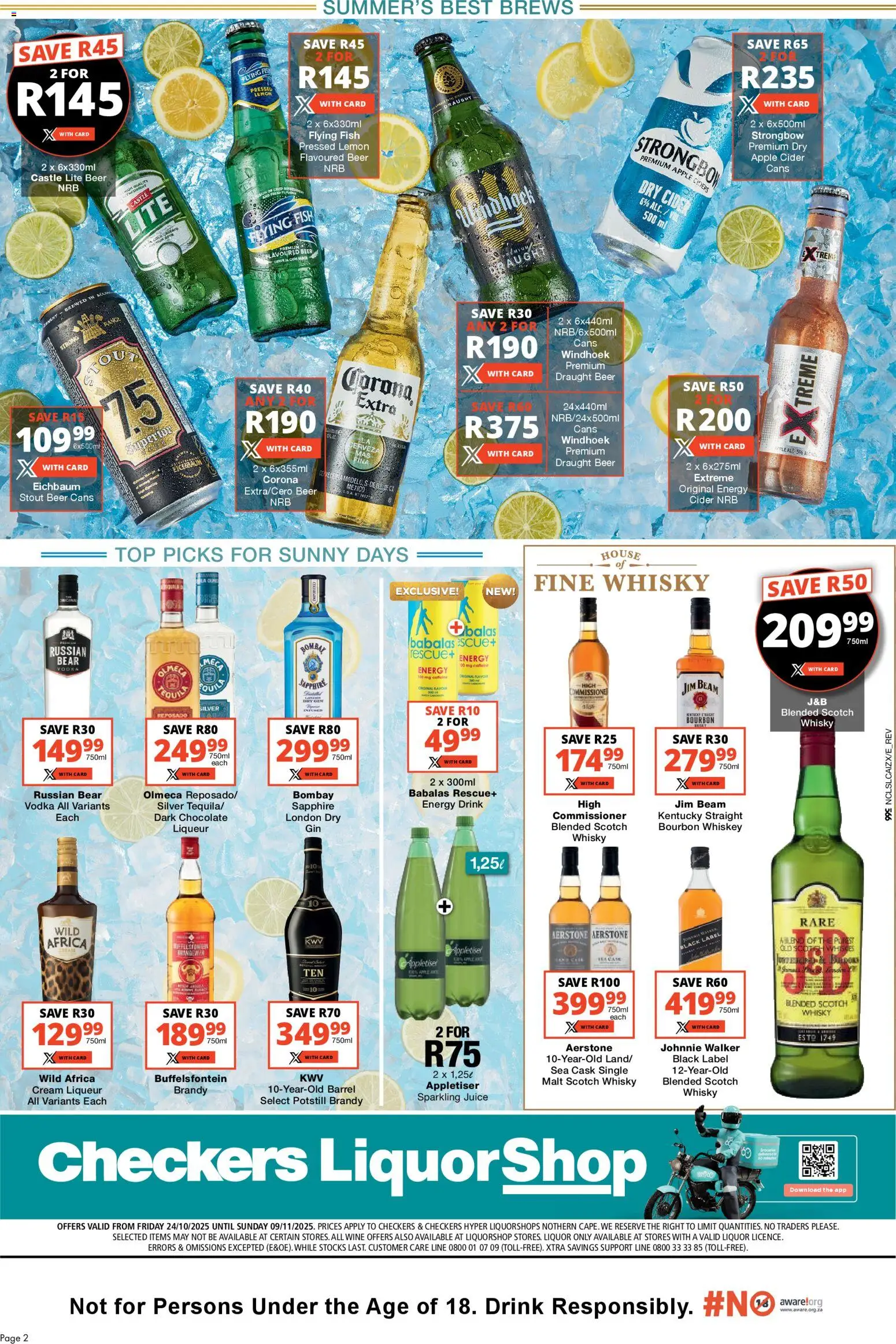 New Checkers catalogue – valid from 24.10.2025 | Page: 2 | Products: Beer, Fish, Bourbon, Lemon