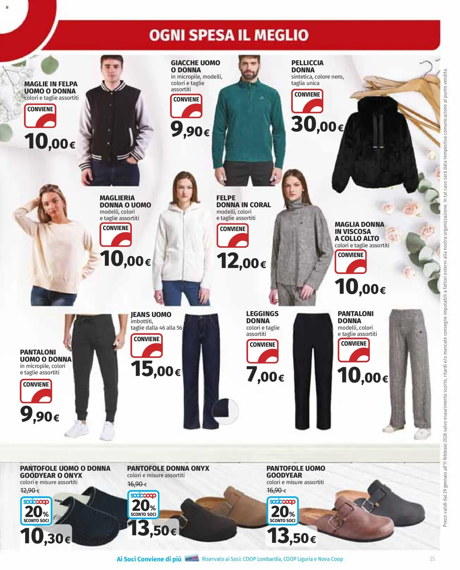 Volantino Ipercoop del 29.01.2026 | Pagina: 35 | Prodotti: Felpa, Leggings, Pantofole, Jeans