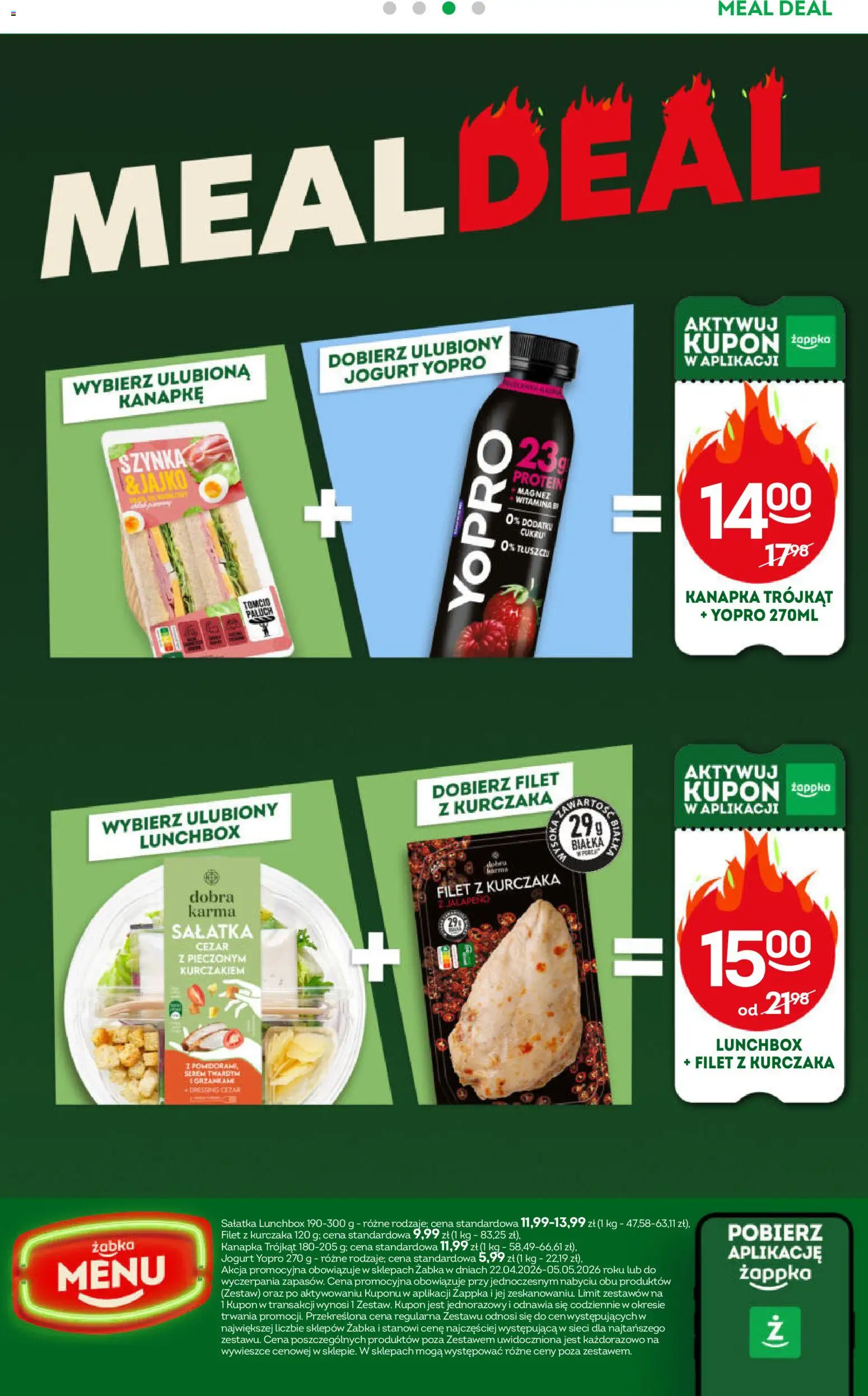 Żabka gazetka od 22.04.2026 | Strona: 64 | Produkty: Filet z kurczaka, Szynka, Jogurt, Sałatka