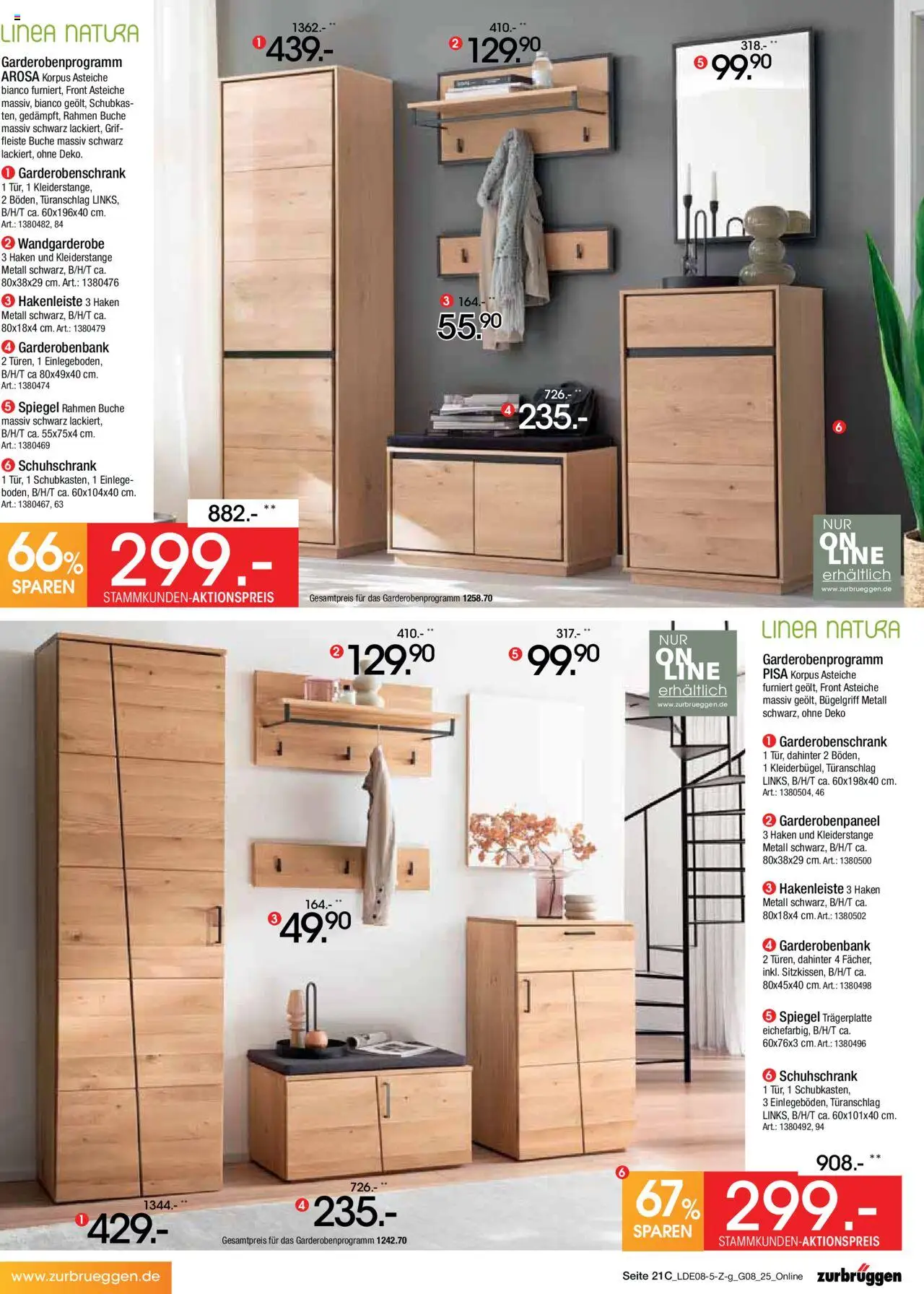Zurbrüggen Prospekt Bonus Sonder-Tage - gültig ab dem 02.08.2025 | Seite: 29 | Produkte: Spiegel, Garderobenschrank, Wandgarderobe, Hakenleiste
