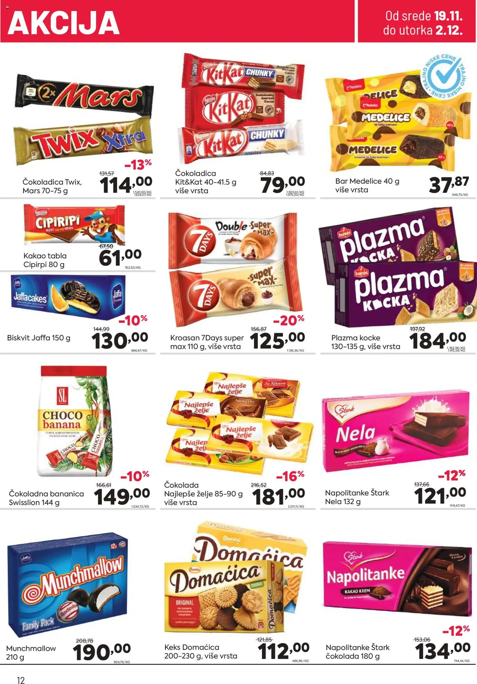 PerSu katalog - važi od 19.11.2025 | Strana: 12 | Proizvode: Keks, Munchmallow, Twix, Sok