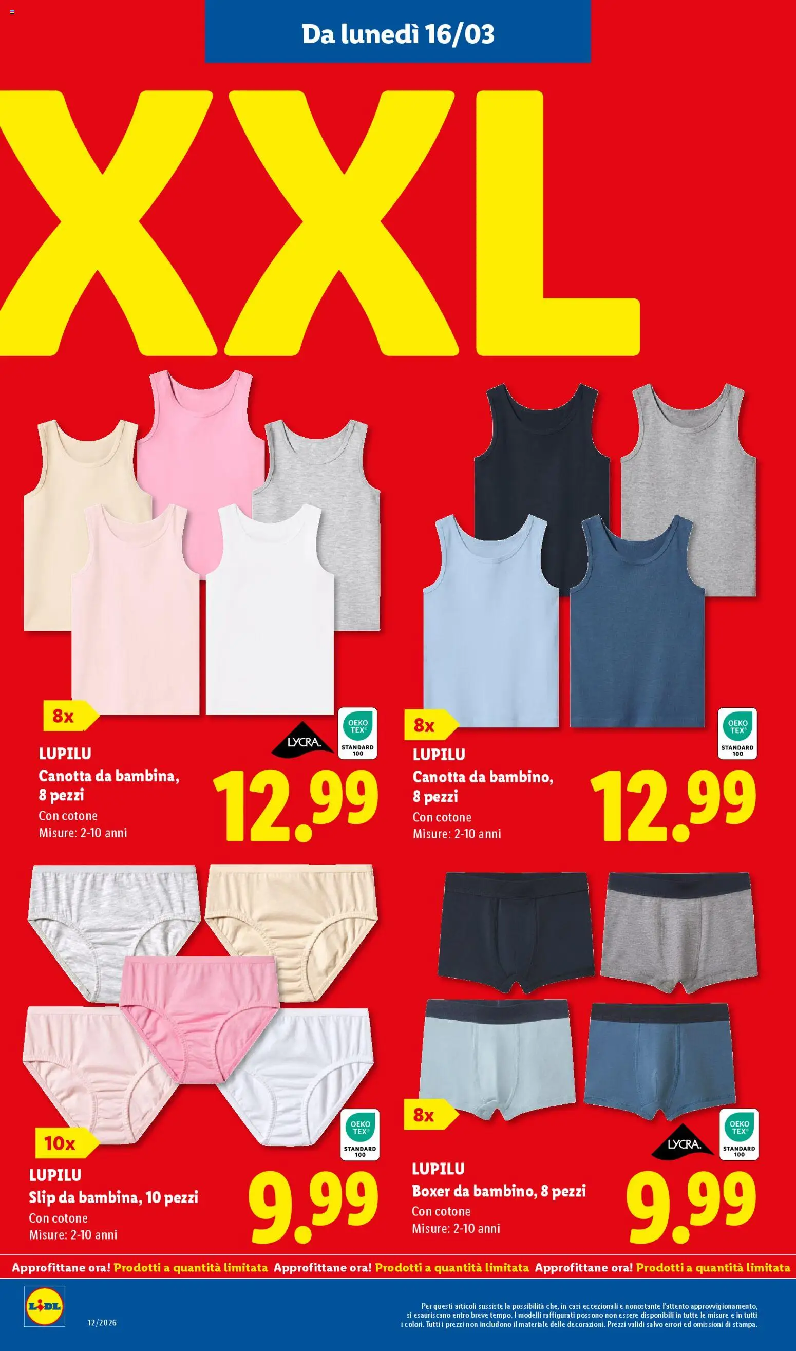 Volantino Lidl del 16.03.2026 | Pagina: 32 | Prodotti: Canotta, Slip, Boxer