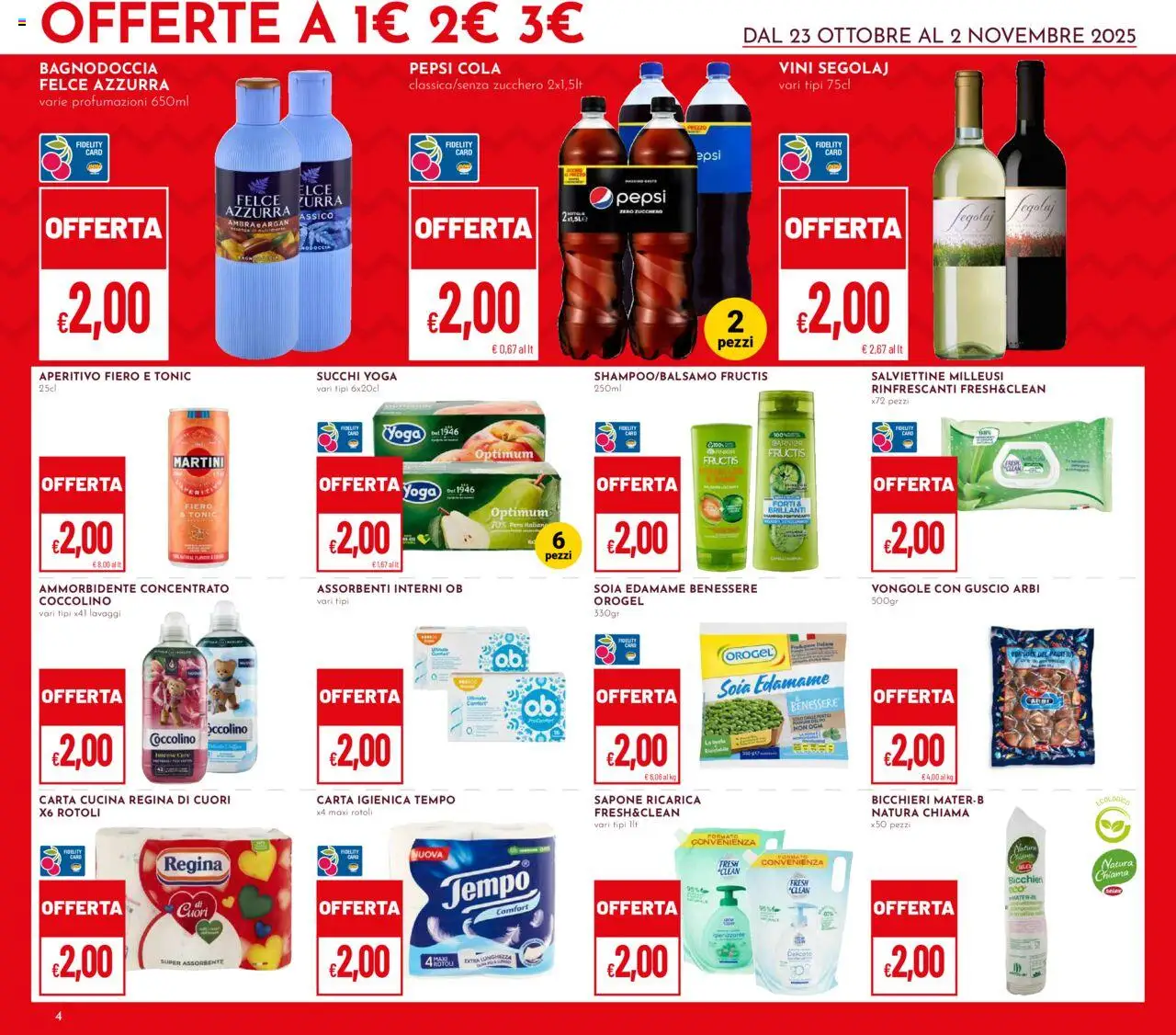 Volantino Pan del 23.10.2025 | Pagina: 4 | Prodotti: Carta igienica, Zucchero, Pepsi, Aperitivo