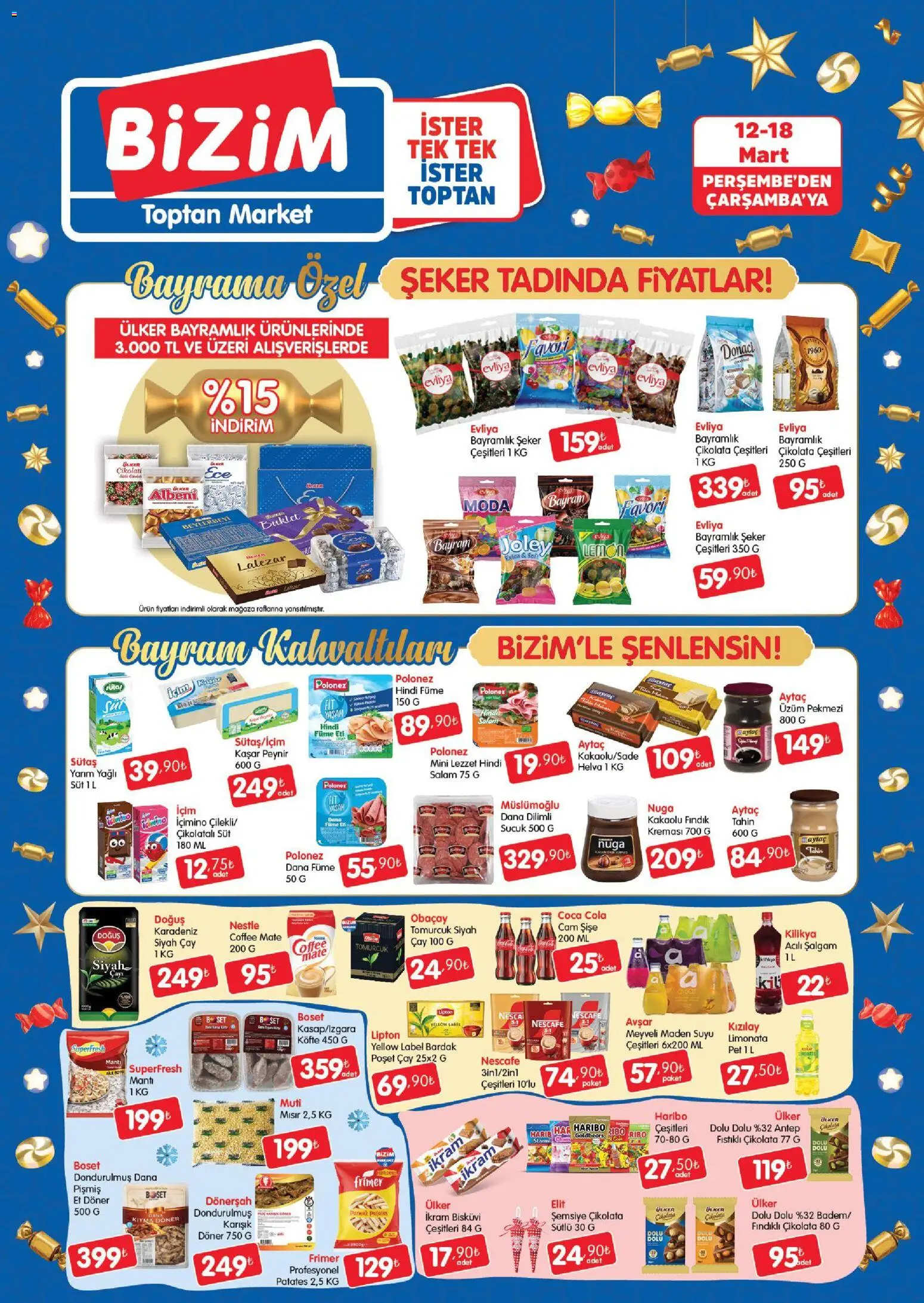 Bizim Toptan Katalog - 12.03.2026 tarihinden itibaren geçerlidir | Sayfa: 1 | Ürünler: Peynir, Şeker, Dana füme, Bisküvi