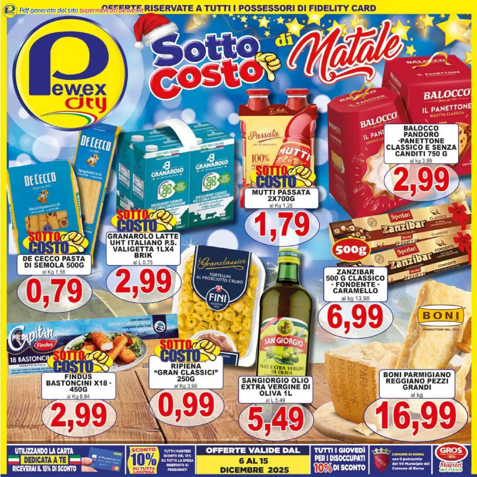 Volantino Pewex del 06.12.2025 | Pagina: 1 | Prodotti: Pandoro, Panettone, Mutti, Valigetta