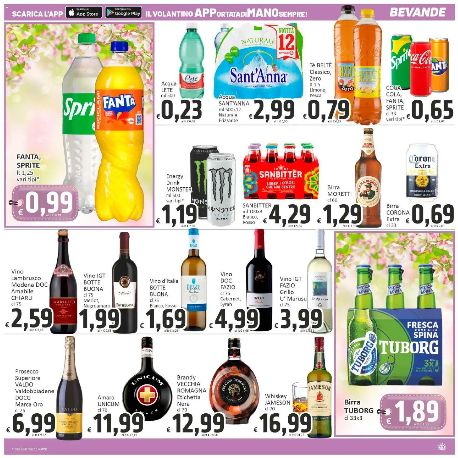 Volantino Paghi Poco del 13.03.2026 | Pagina: 13 | Prodotti: Acqua, Vino, Brandy, Amaro