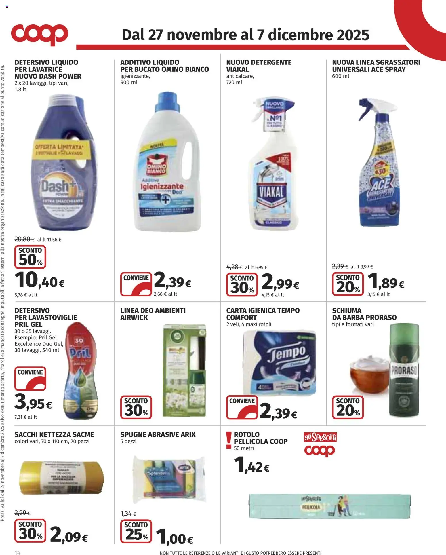 Volantino COOP del 27.11.2025 | Pagina: 14 | Prodotti: Carta igienica, Lavastoviglie, Data, Pellicola