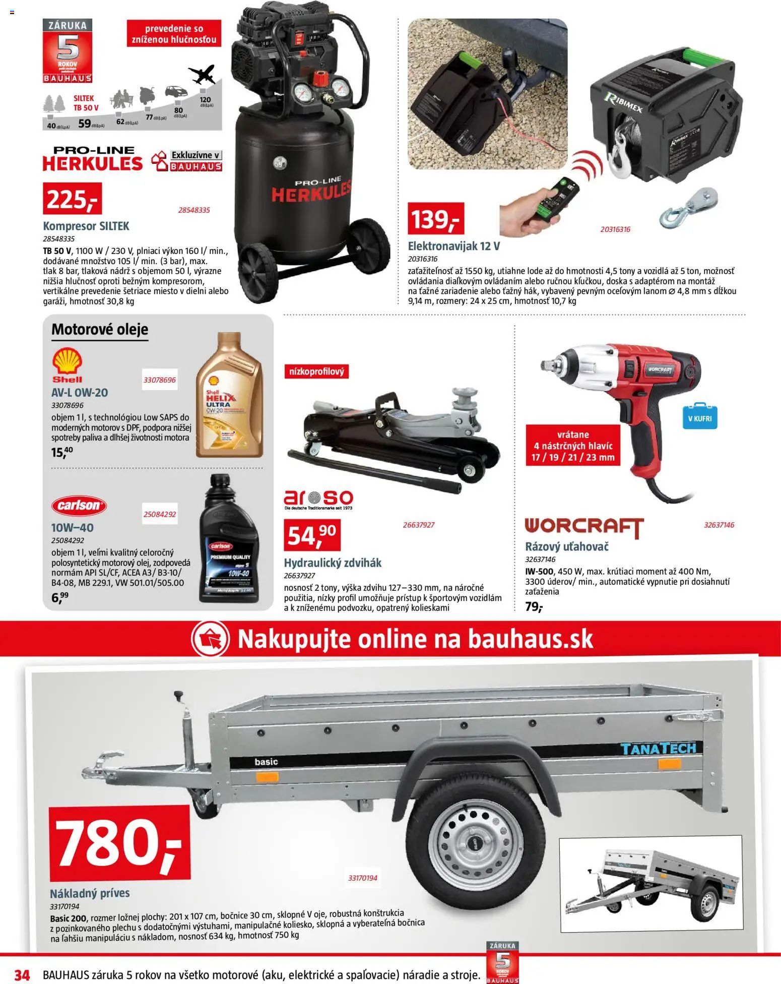 Nové Bauhaus akcie – leták je platný od 07.04.2026 | Strana: 34 | Produkty: Kompresor, Náradie