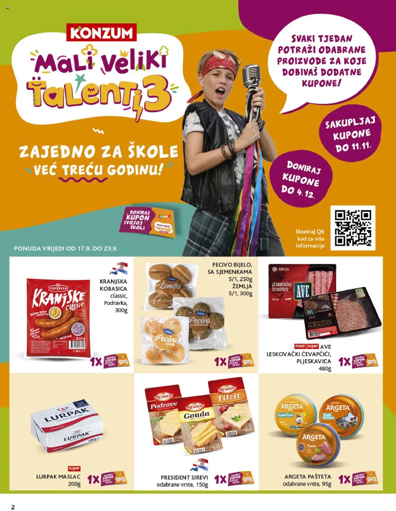 Konzum HR akciós ujság - amely érvényes a következő dátumtól: 17.09.2025 | Oldal: 2 | Termékek: Grill, Gouda