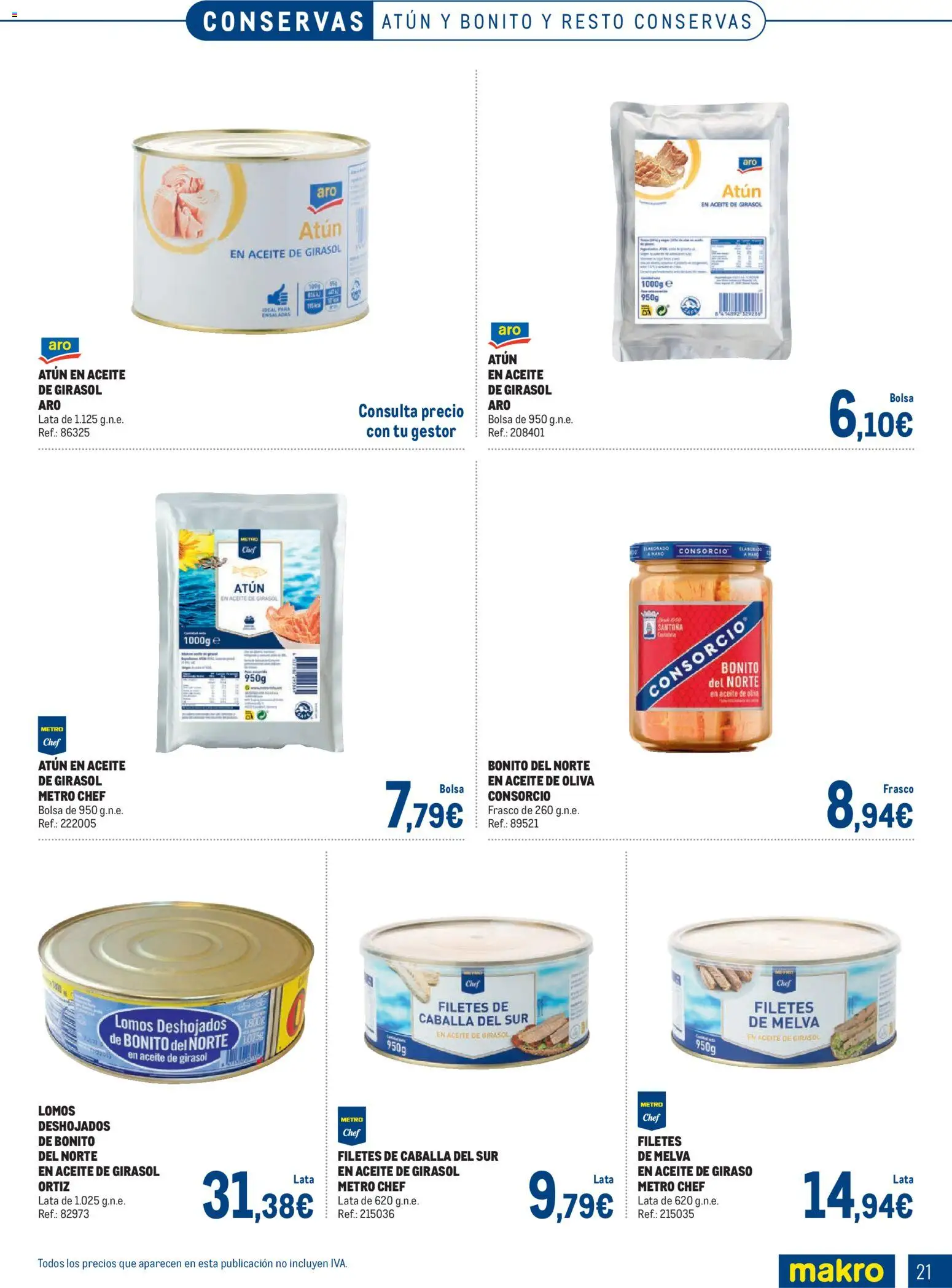 Makro Especial Pescados Norte 4 │ válido desde el 06.04.2026 | Página: 21 | Productos: Aceite, Aceite de girasol, Bolsa, Σταθμός εργασίας