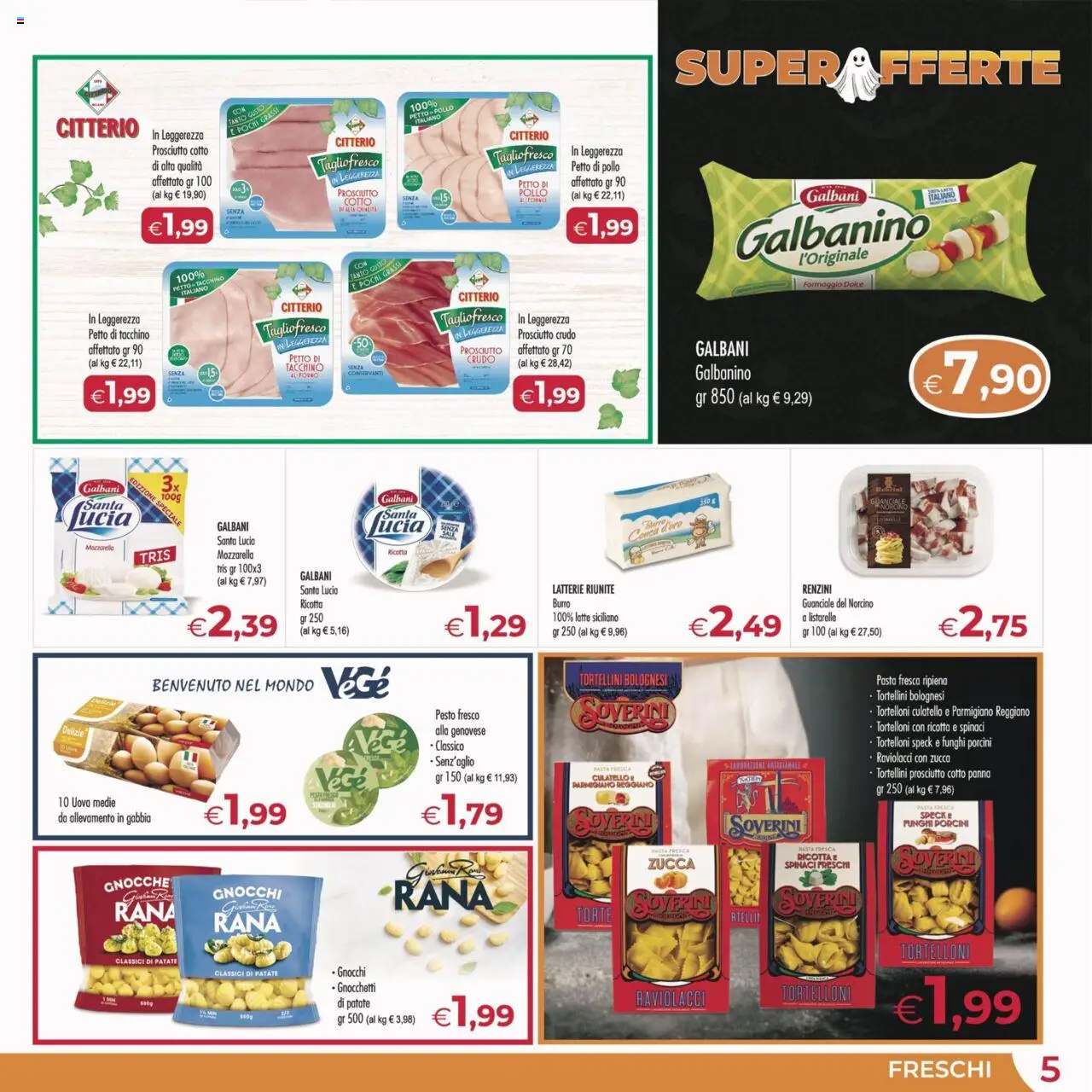 Volantino MerSi Supermercati del 22.10.2025 | Pagina: 5 | Prodotti: Petto di Pollo, Uova, Pasta, Tortelloni