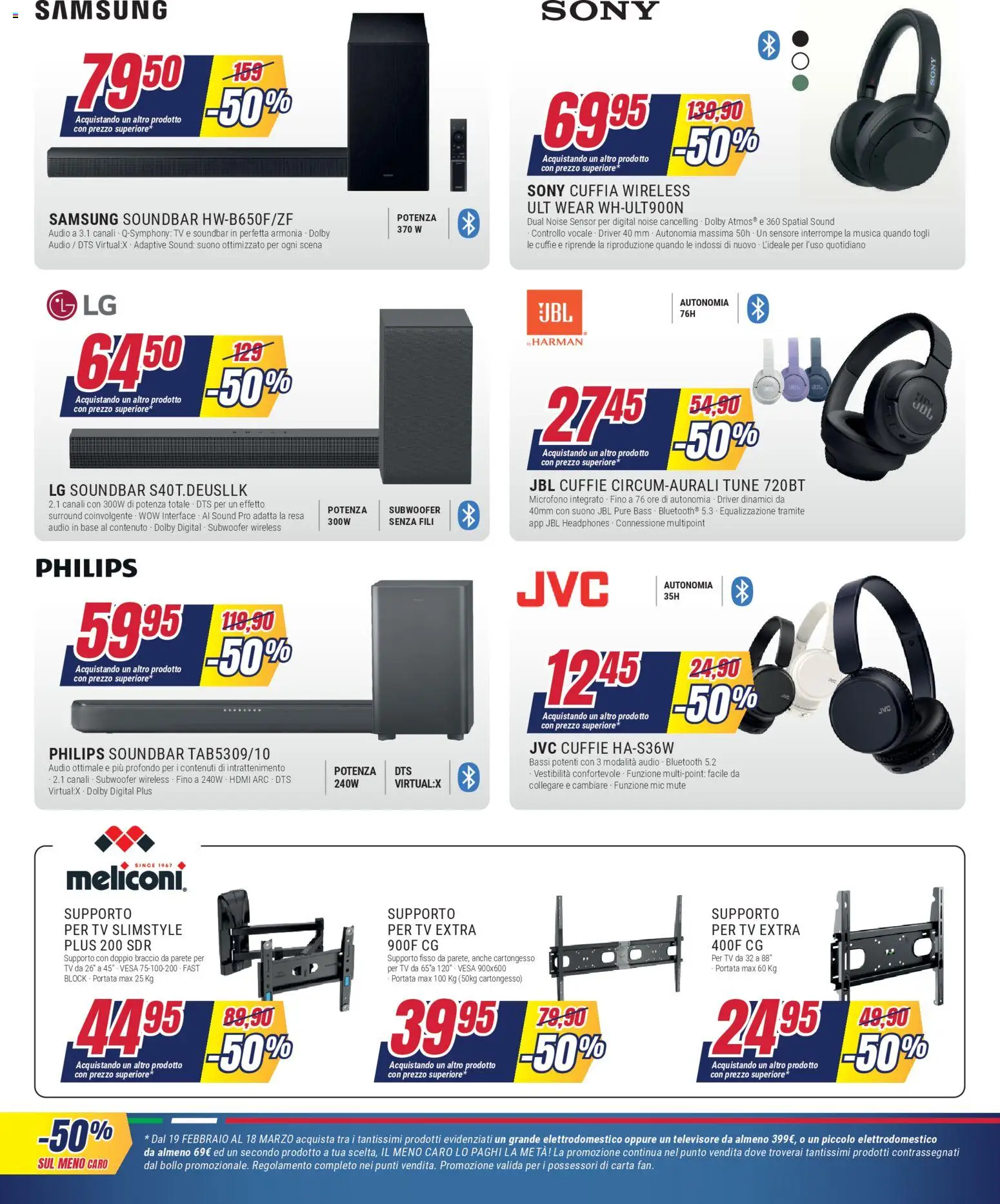 Volantino Trony del 19.02.2026 | Pagina: 18 | Prodotti: Soundbar, Audio, Cuffie, Microfono