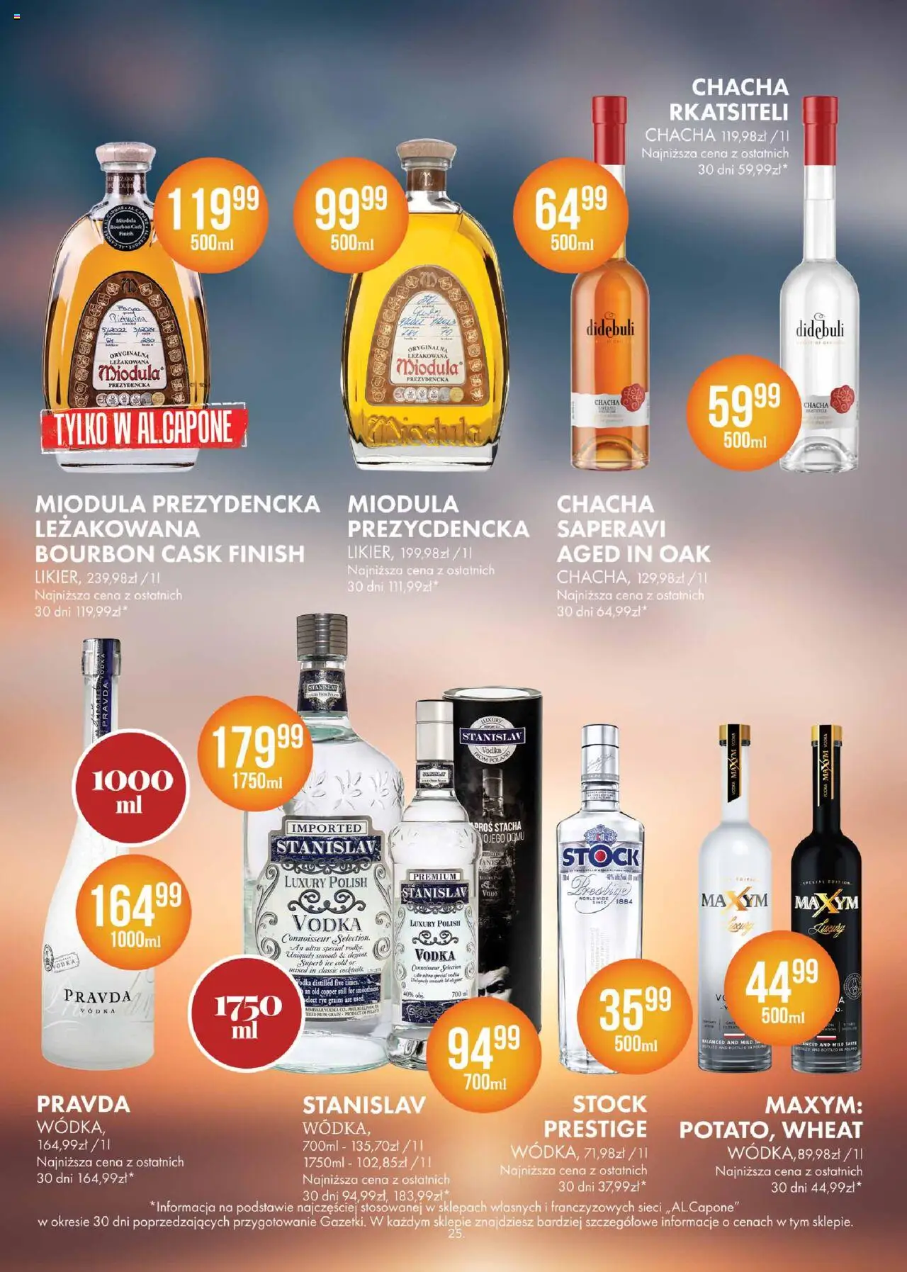 Al.Capone Gazetka od 08.09.2025 | Strona: 25 | Produkty: Bourbon, Vodka, Finish
