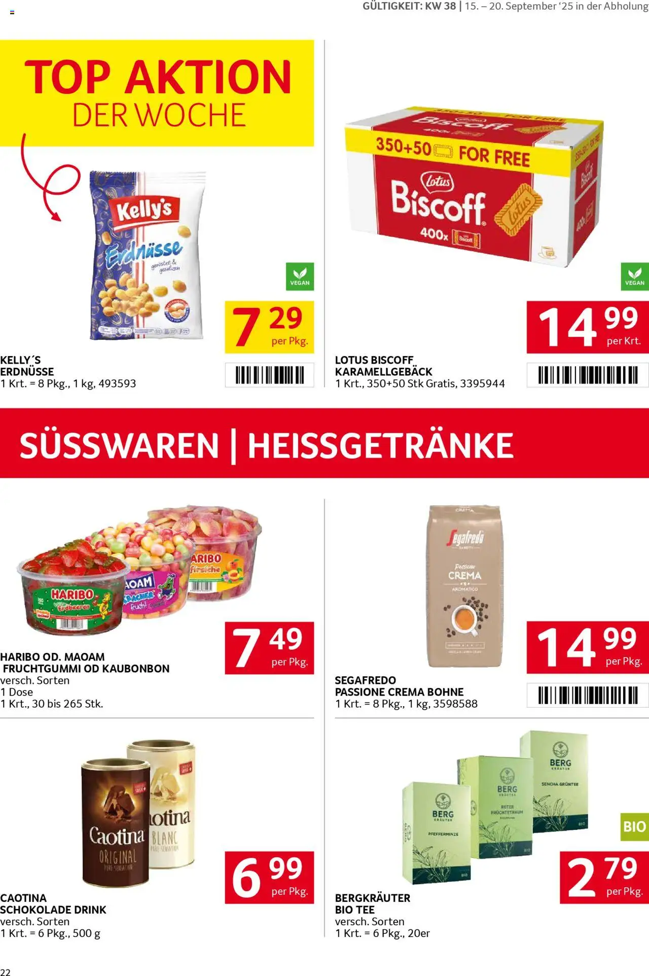 Transgourmet Flugblatt gültig ab 14.09.2025 | Seite: 22 | Produkte: Erdbeeren, Папионка, Schokolade, Tee