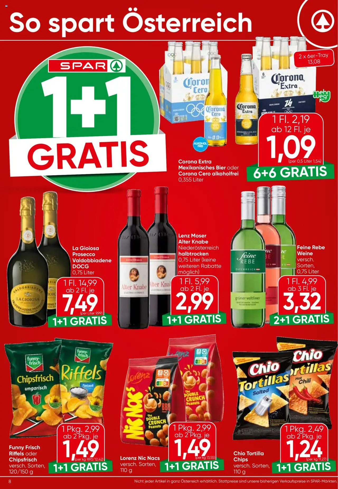 Spar Flugblatt - Steiermark gültig ab 09.10.2025 | Seite: 8 | Produkte: Chips, Chili, Bier
